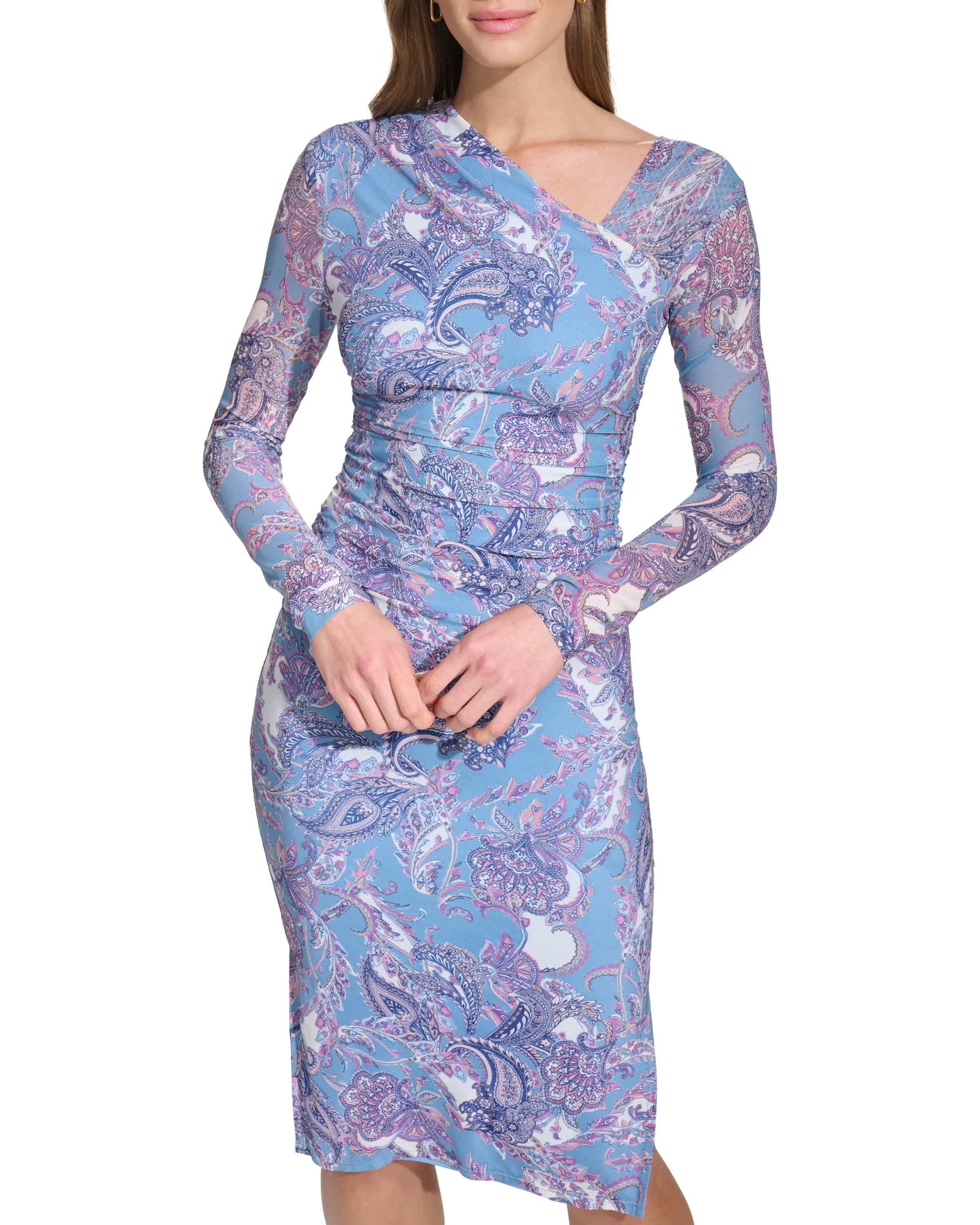 Floral And Paisley Print Ruched Dress sold by Vince Camuto