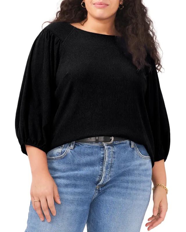 Plus-Size Textured Puff Sleeve Top sold by Vince Camuto
