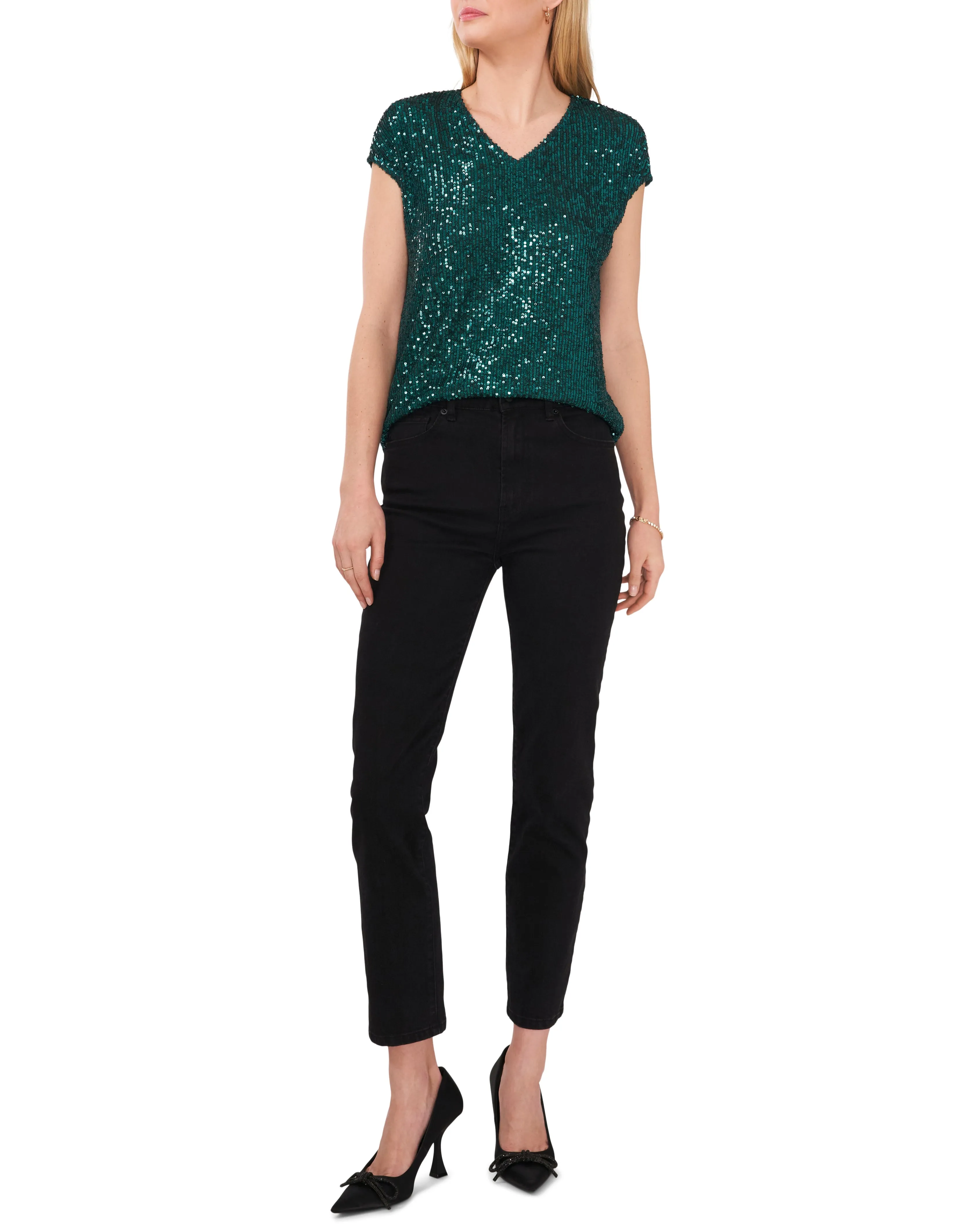 Sequined V-Neck Blouse sold by Vince Camuto product image thumbnail 3