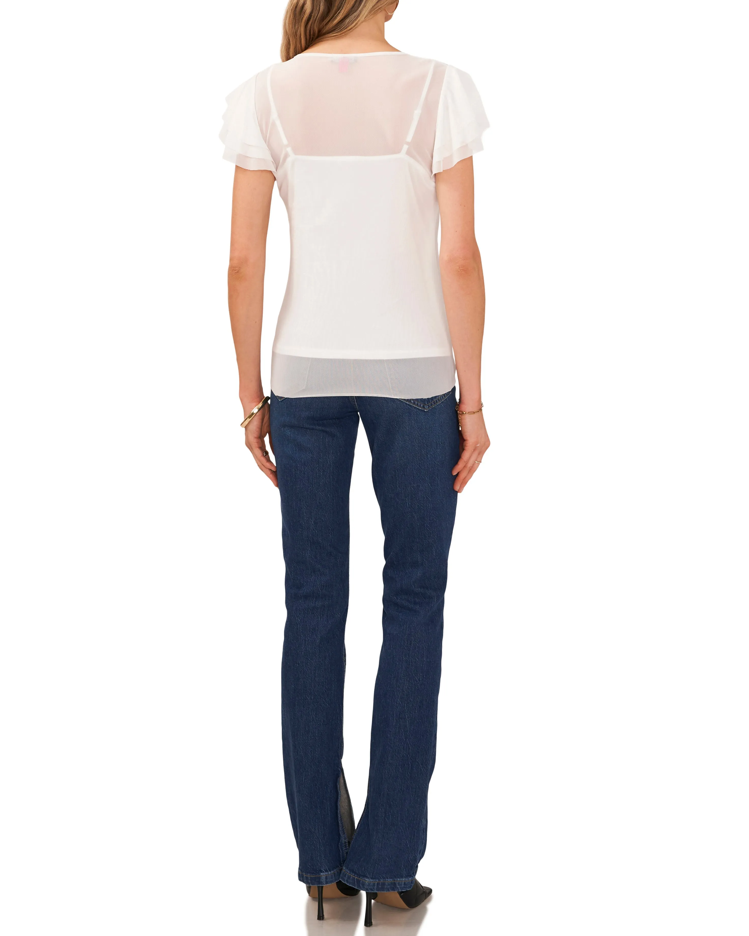 Mesh Ruffle Sleeve Blouse sold by Vince Camuto product image thumbnail 4