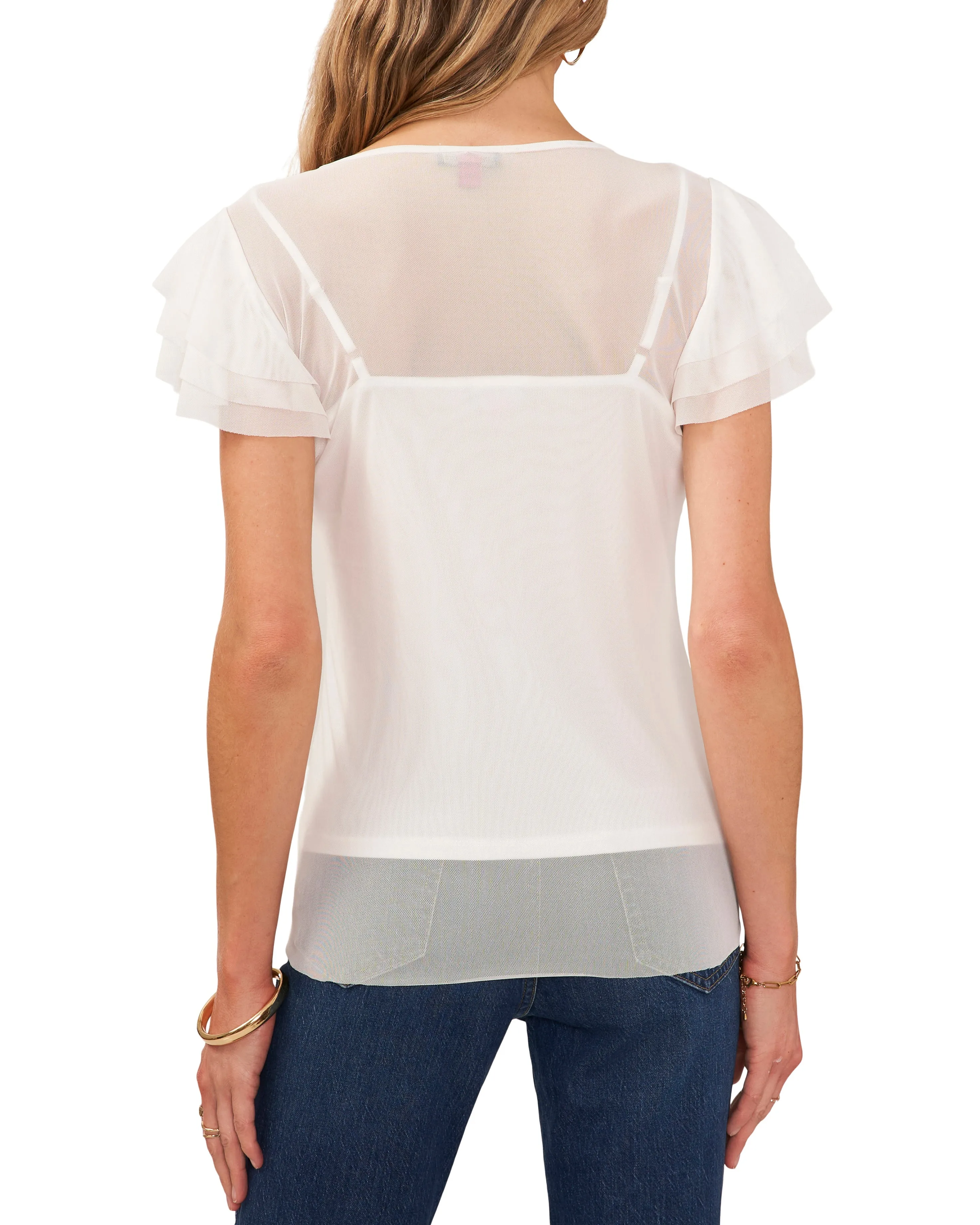 Mesh Ruffle Sleeve Blouse sold by Vince Camuto product image thumbnail 2