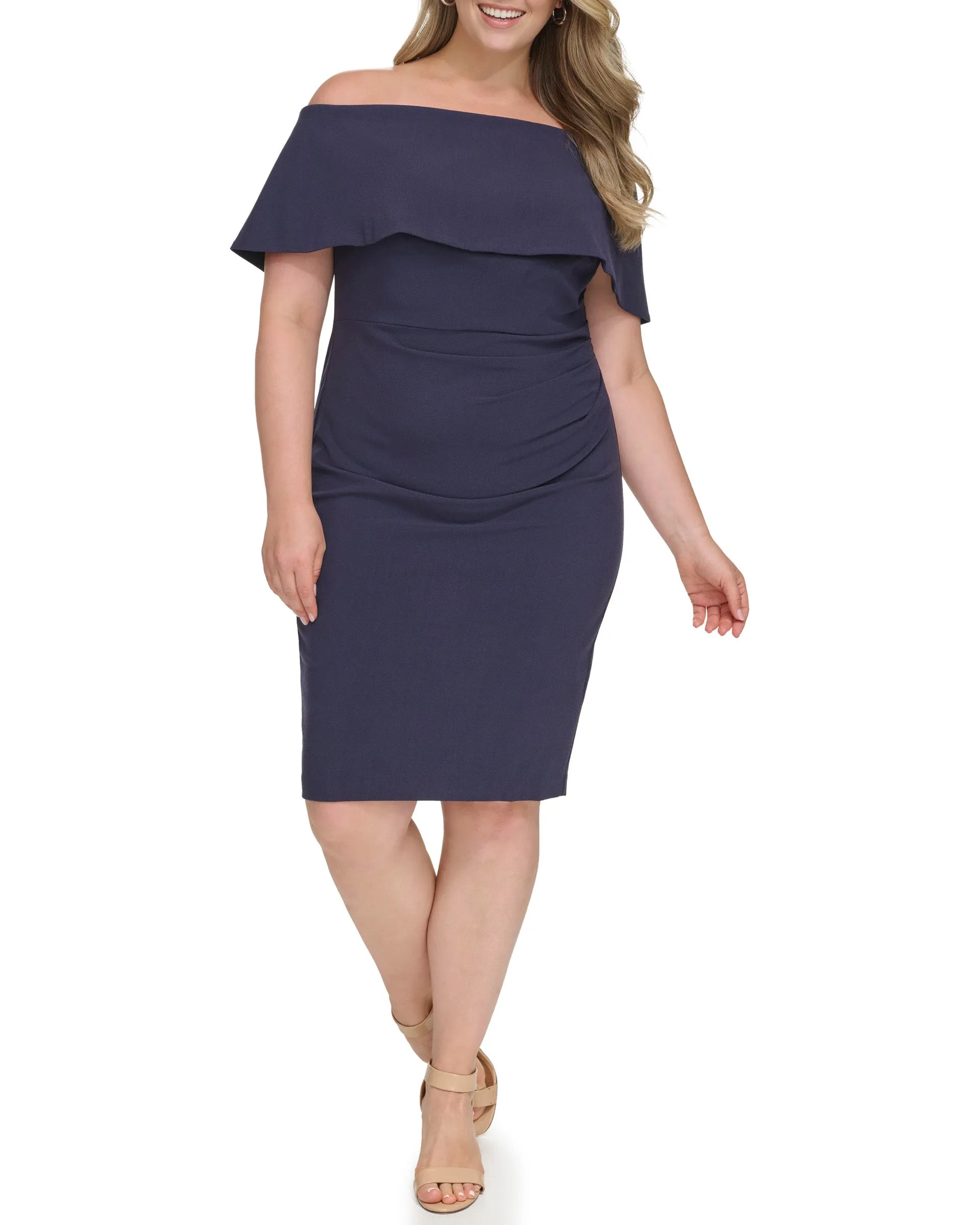 Plus-Size Off-the-Shoulder Tiered Bodice Overlay Dress sold by Vince Camuto product image thumbnail 5