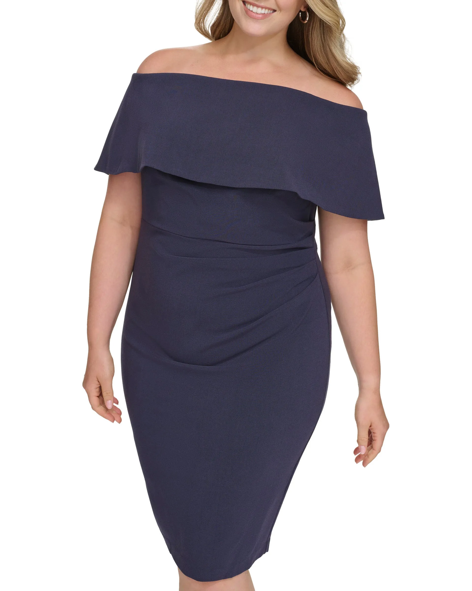 Plus-Size Off-the-Shoulder Tiered Bodice Overlay Dress sold by Vince Camuto product image thumbnail 3