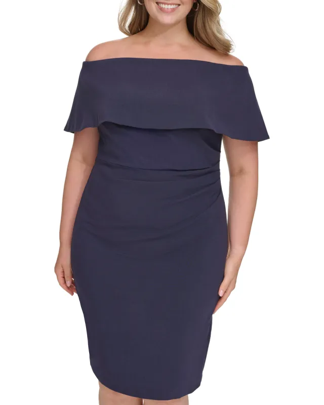 Plus-Size Off-the-Shoulder Tiered Bodice Overlay Dress sold by Vince Camuto