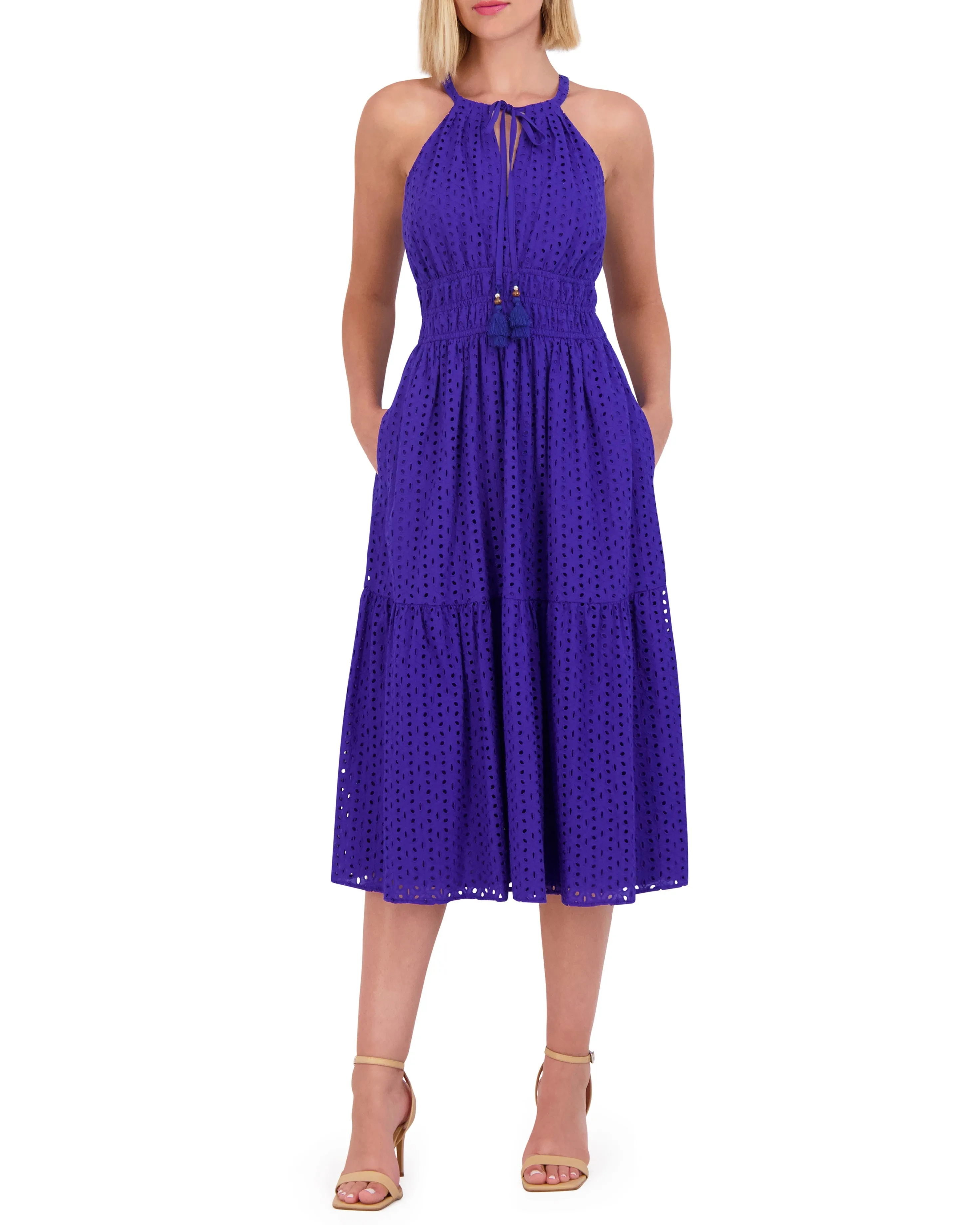 Eyelet Tiered-Skirt Halter Midi Dress sold by Vince Camuto