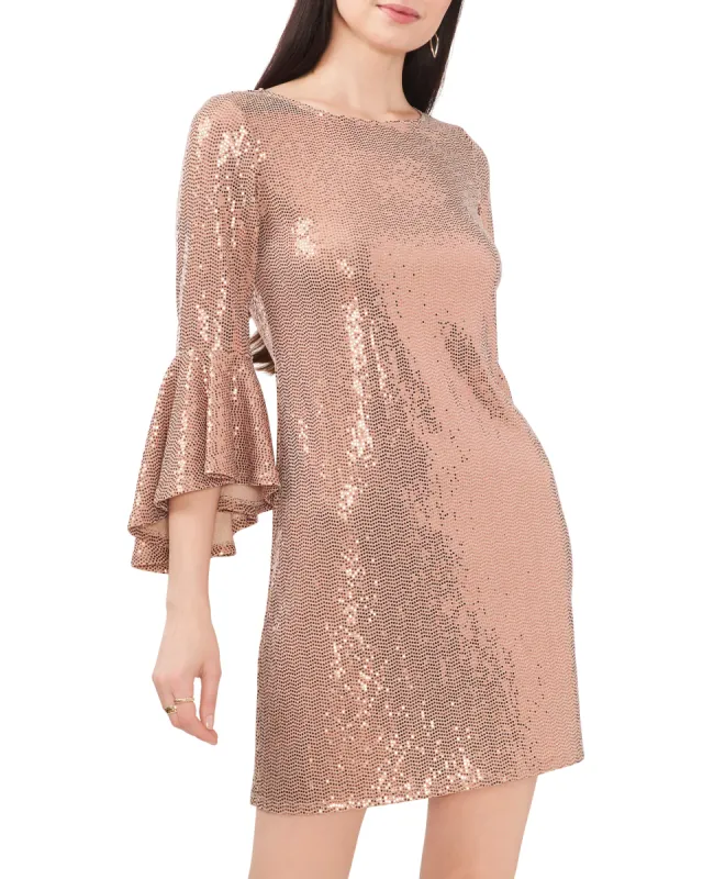 Metallic Flounced Sleeve Dress sold by Vince Camuto