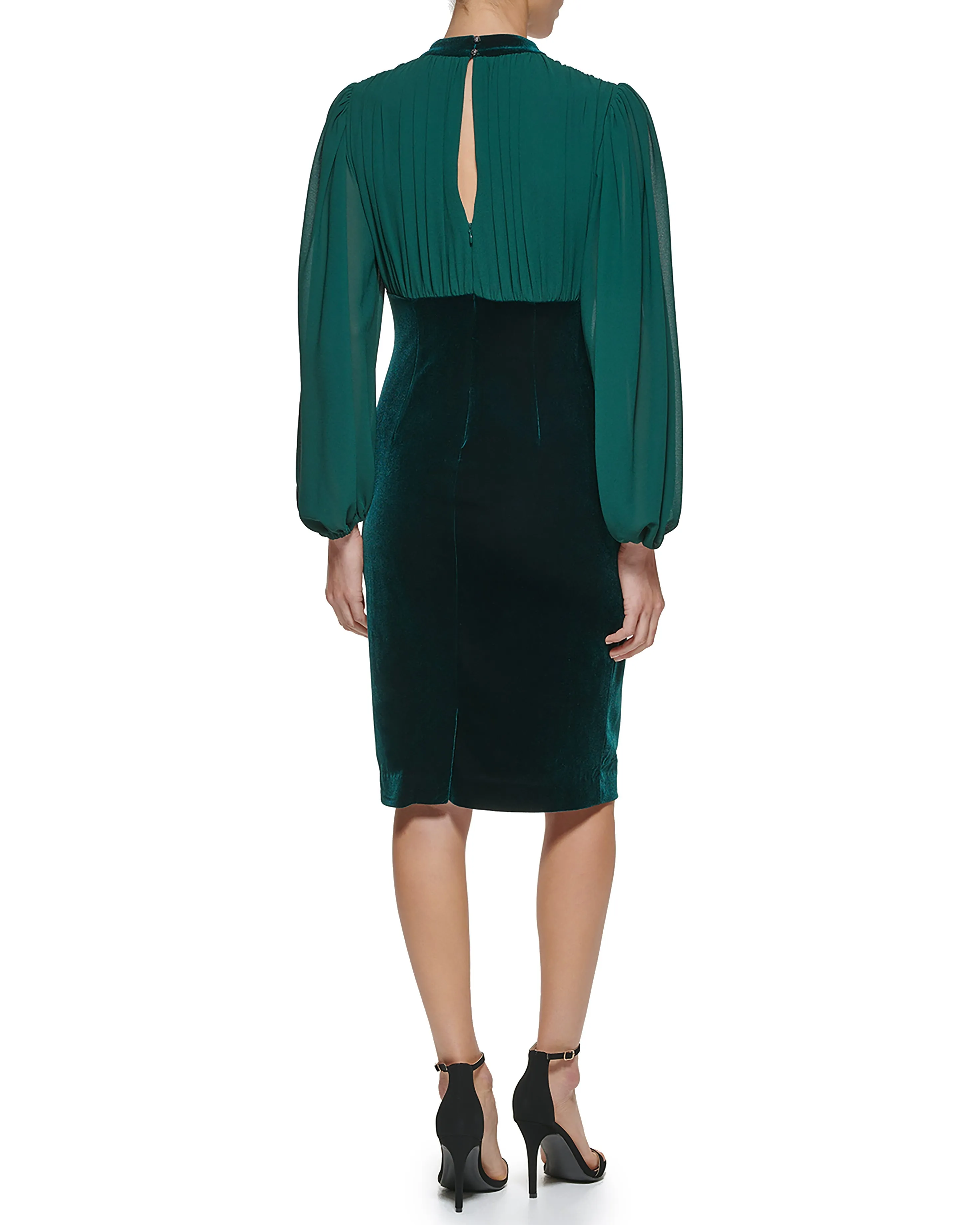 Velvet and Chiffon V-Neck Dress sold by Vince Camuto product image thumbnail 2