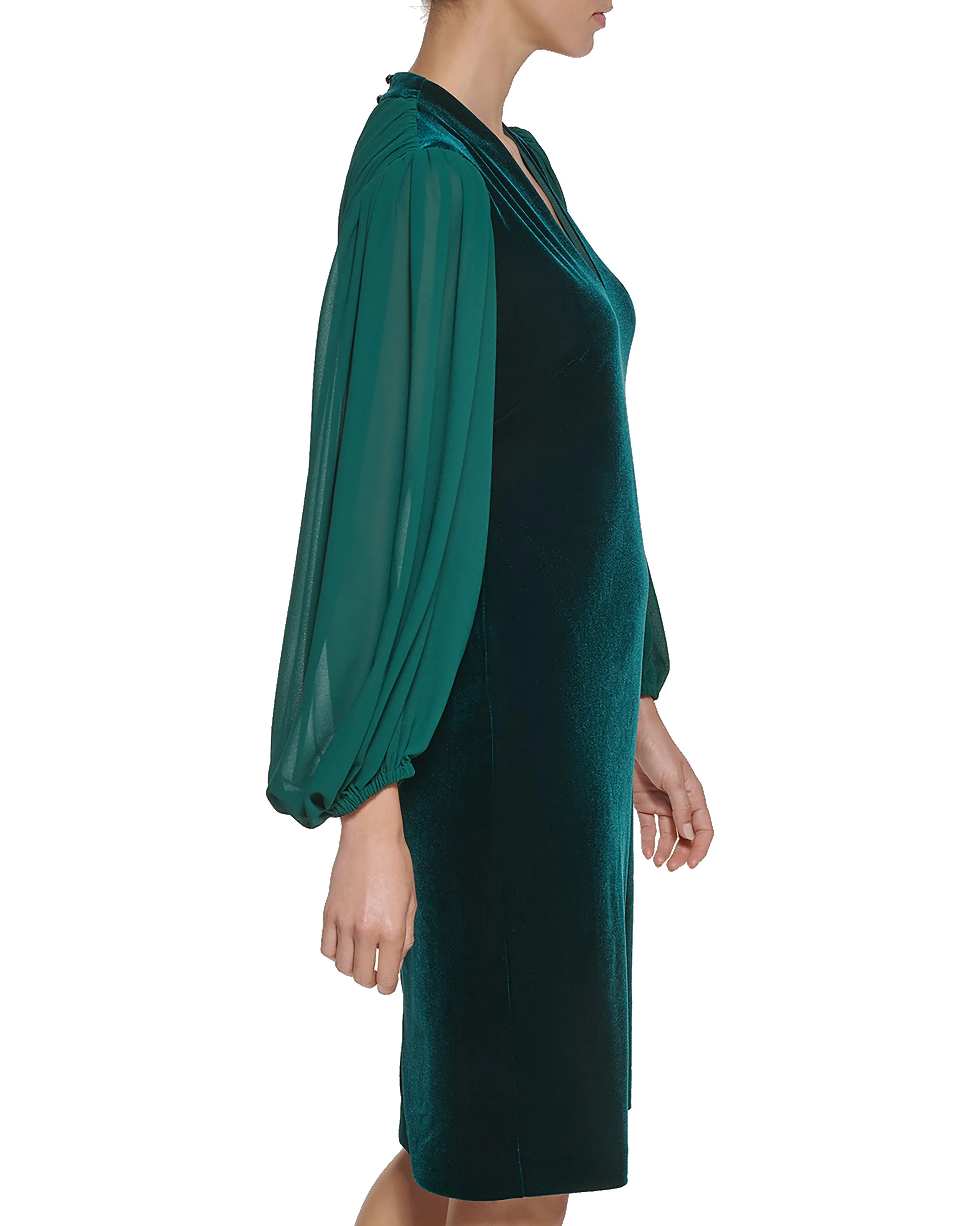 Velvet and Chiffon V-Neck Dress sold by Vince Camuto product image thumbnail 3