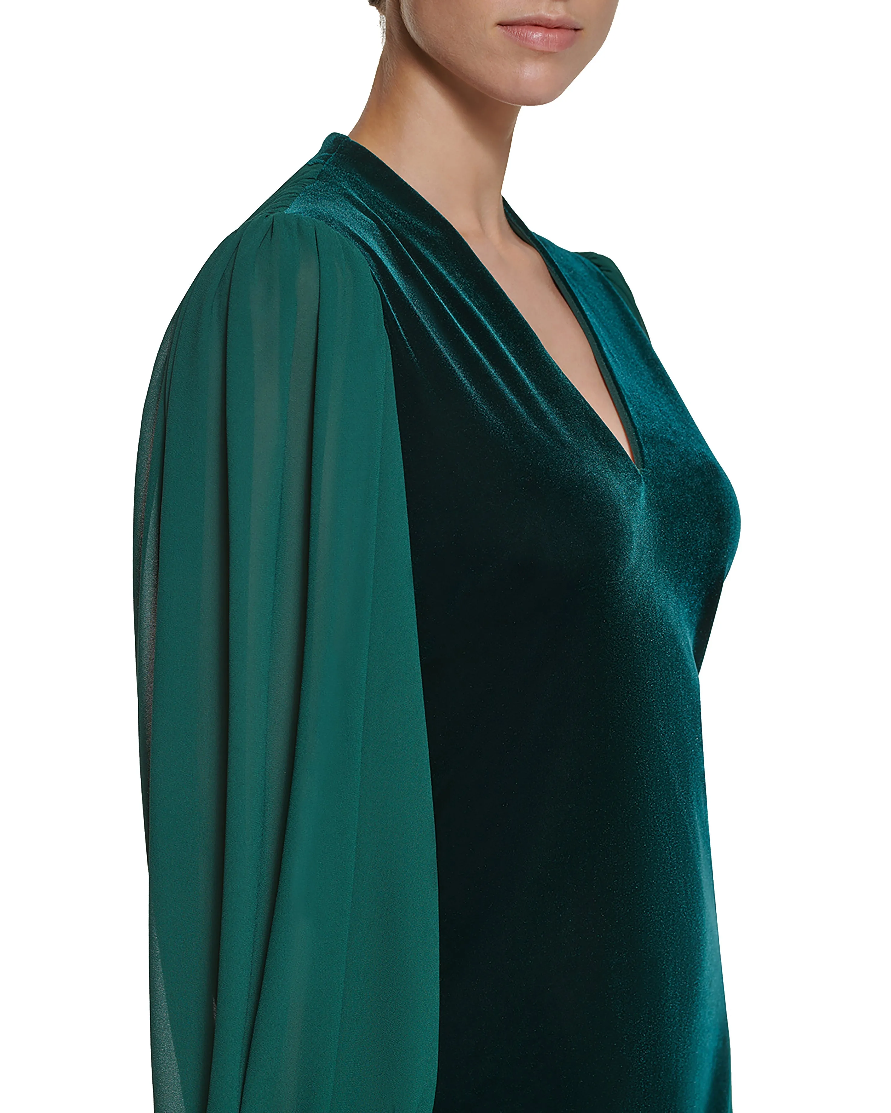 Velvet and Chiffon V-Neck Dress sold by Vince Camuto product image thumbnail 4