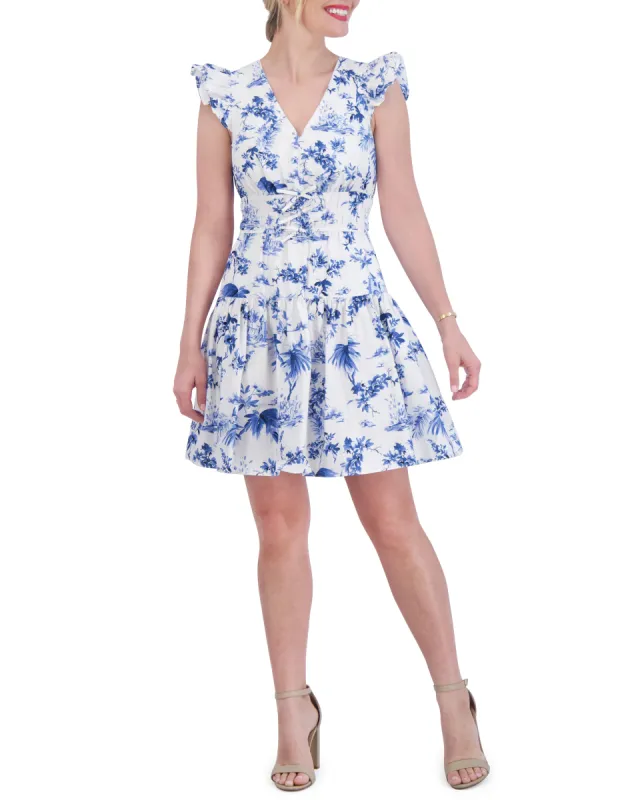 Floral-Print V-Neck Minidress sold by Vince Camuto
