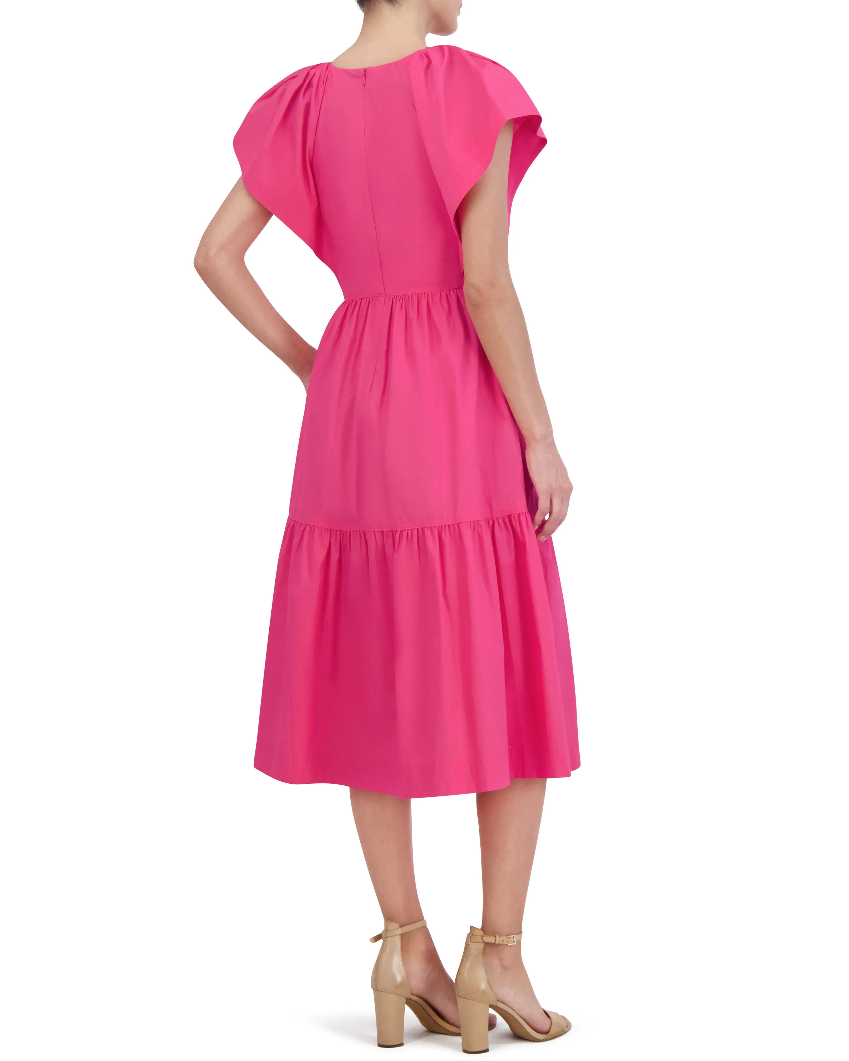 Cotton Topstitched Flutter Sleeve Midi Dress sold by Vince Camuto product image thumbnail 5