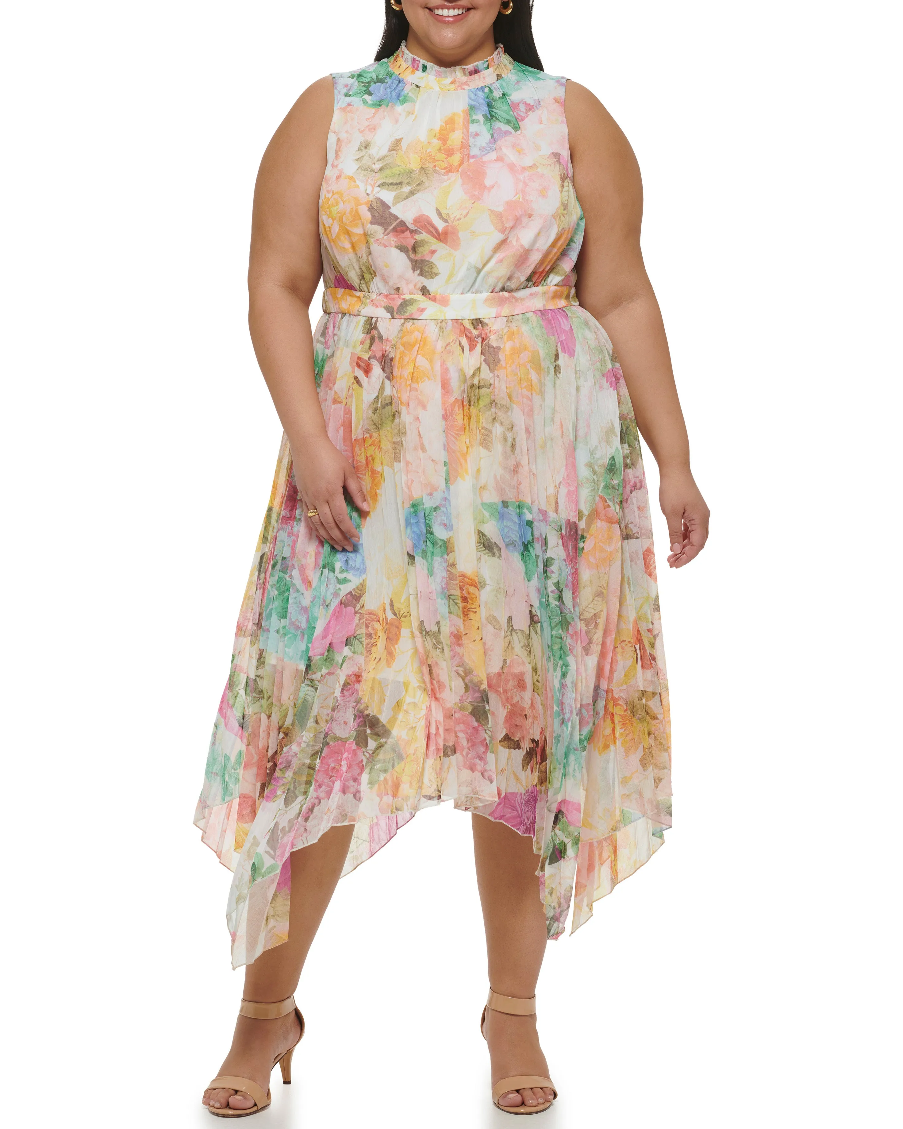 Plus-Size Floral-Print Handkerchief-Hem Midi Dress sold by Vince Camuto