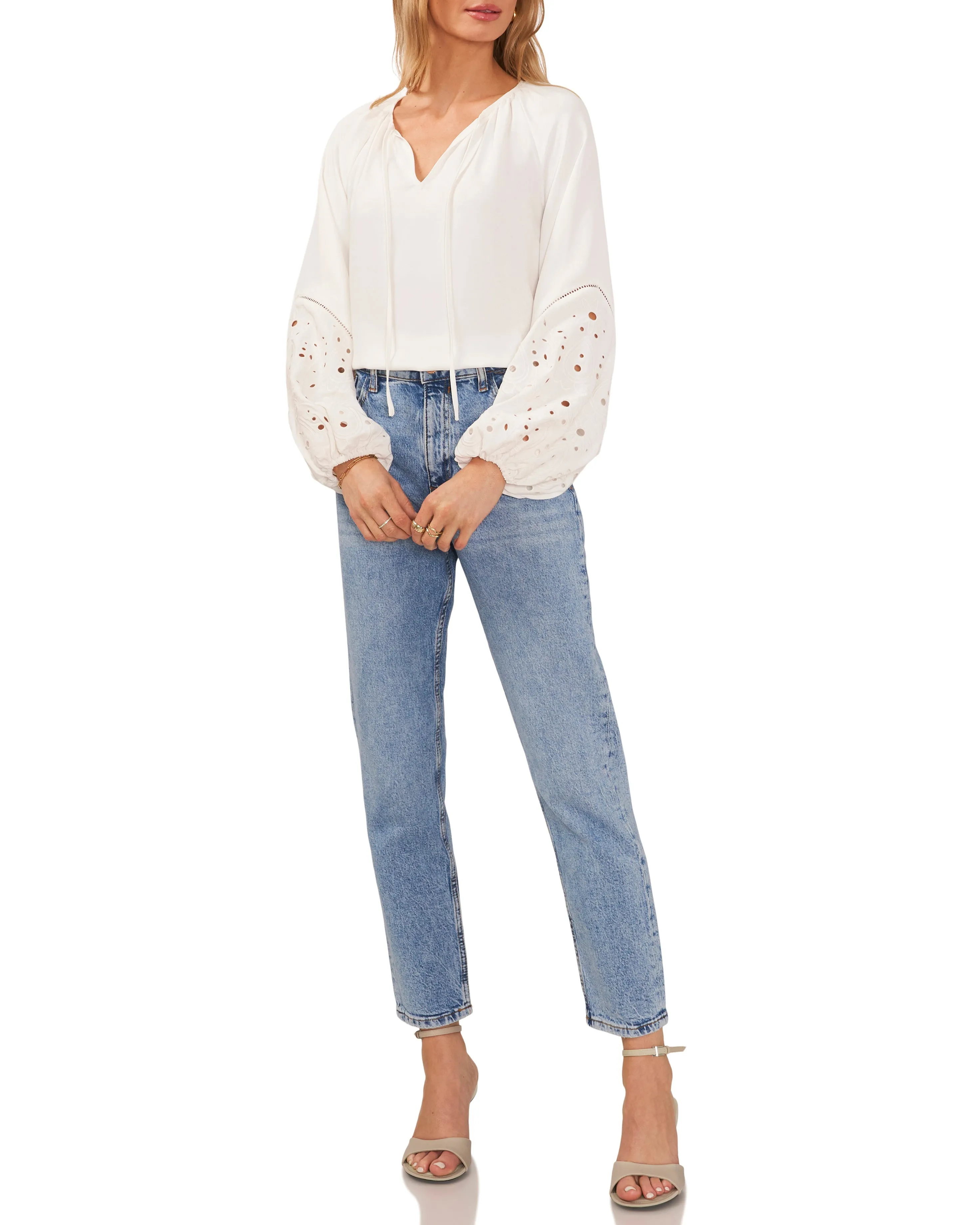 Puff Sleeve Split-Neck Blouse sold by Vince Camuto product image thumbnail 3