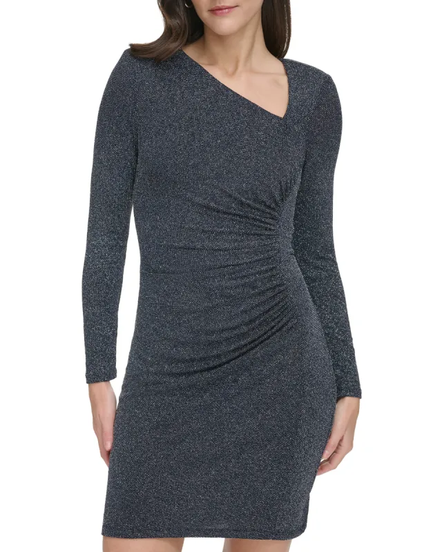 Ruched Asymmetric-Neckline Dress made by Vince Camuto