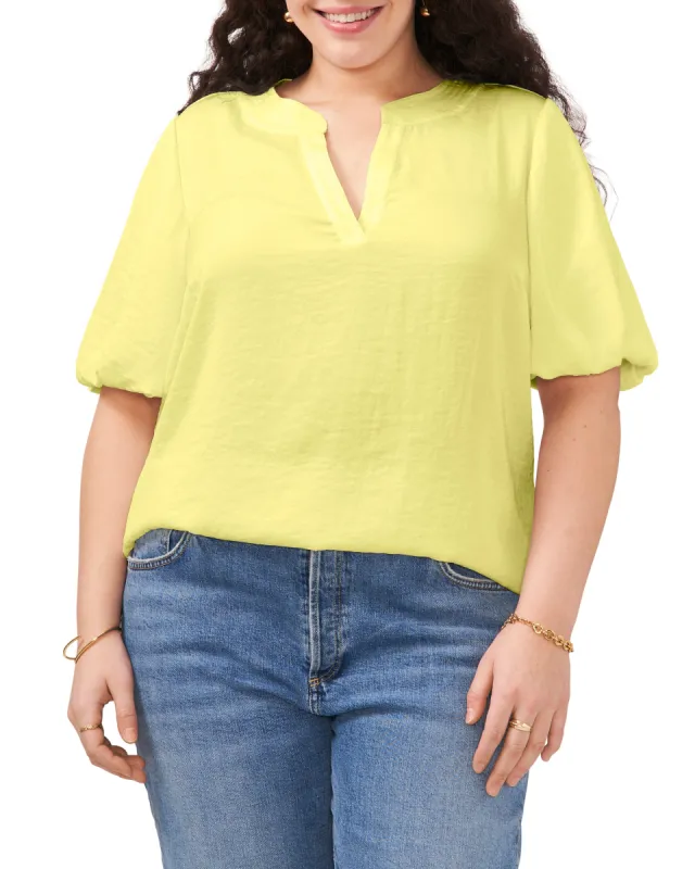 Plus-Size V-Neck Puff Sleeve Blouse sold by Vince Camuto