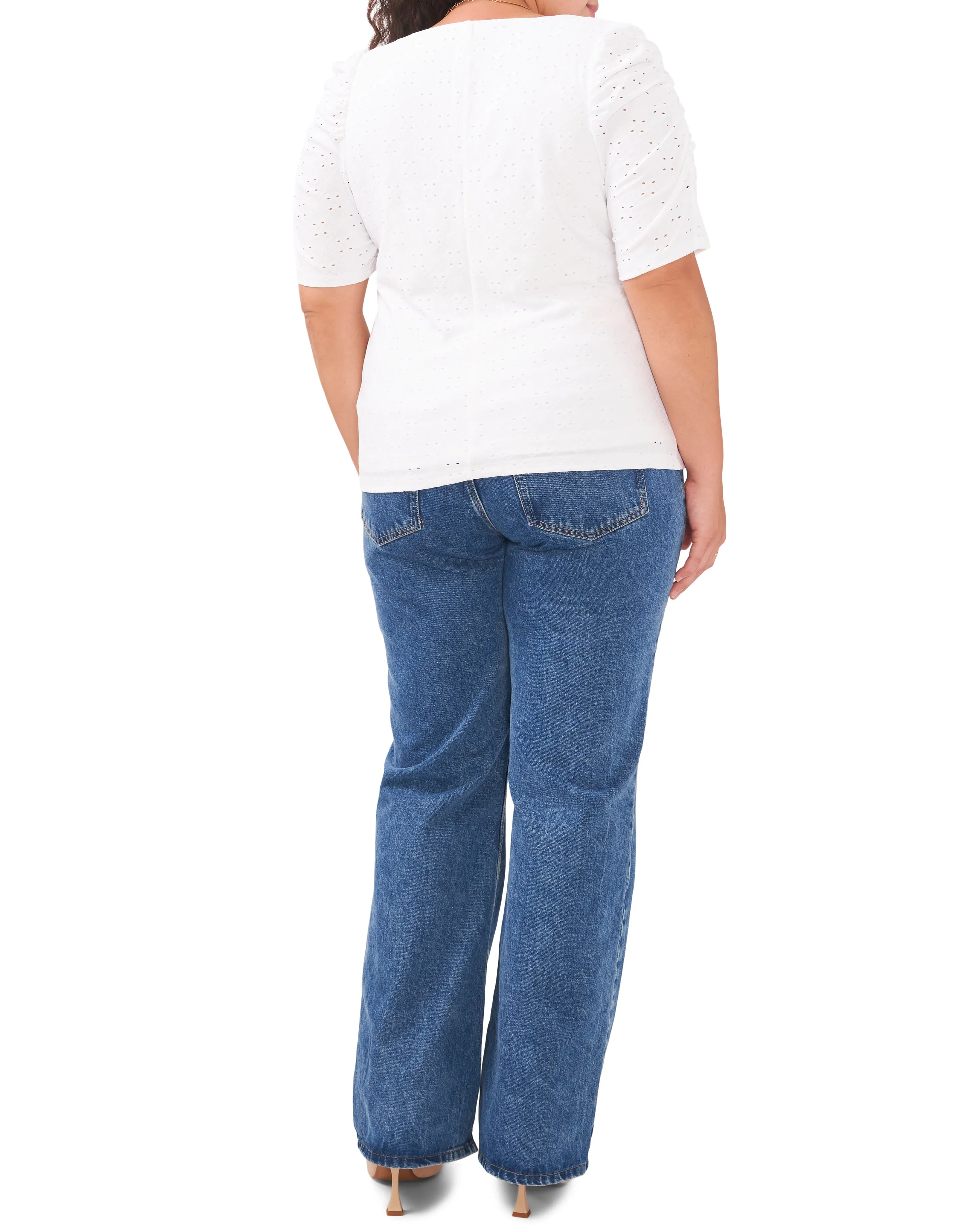 Plus-Size Ruched Sleeve Eyelet Top sold by Vince Camuto product image thumbnail 4