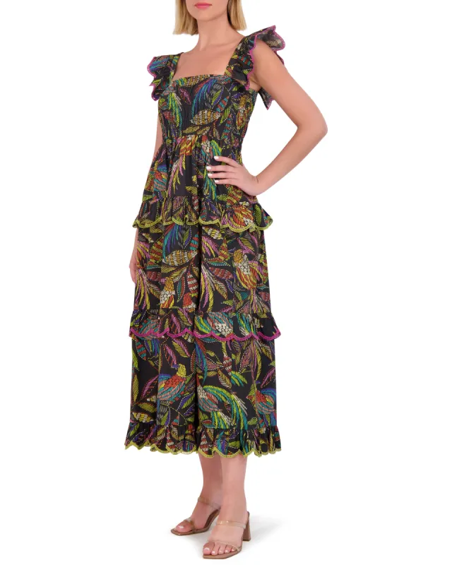 Printed Cotton Smocked Midi Dress sold by Vince Camuto