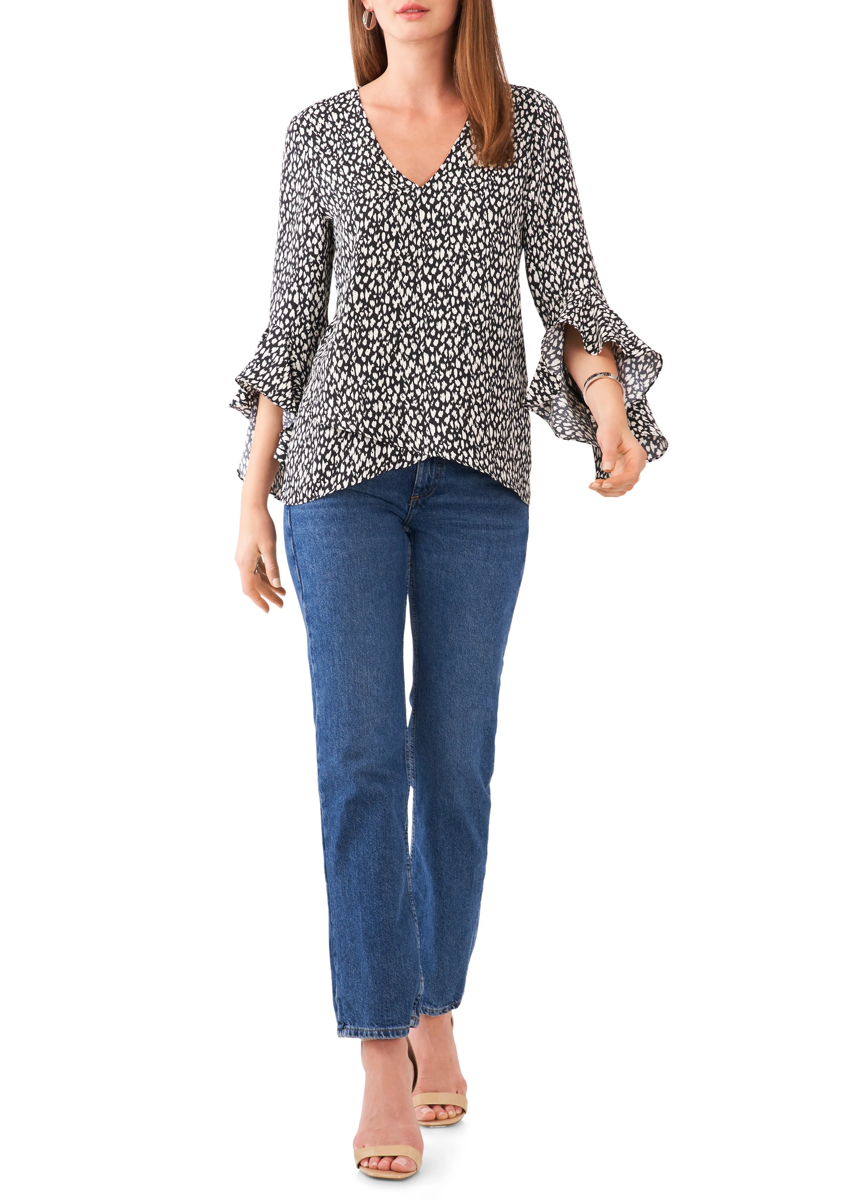 Printed Flutter Sleeve Top sold by Vince Camuto product image thumbnail 3