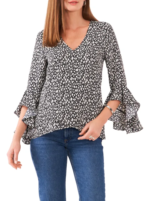 Printed Flutter Sleeve Top sold by Vince Camuto