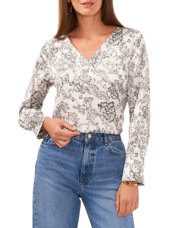 Floral Print V-Neck Top sold by Vince Camuto