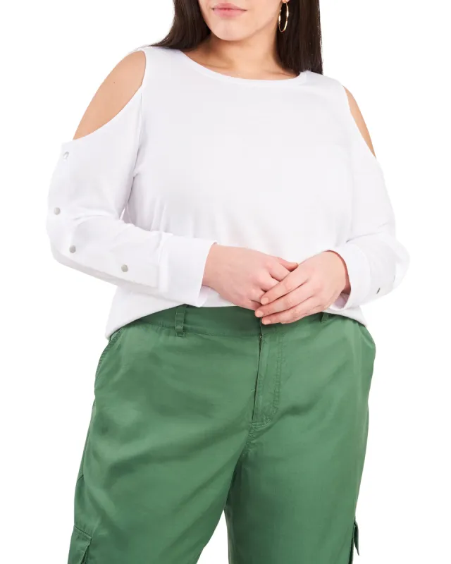 Plus-Size Cold Shoulder Snap Sleeve Top made by Vince Camuto