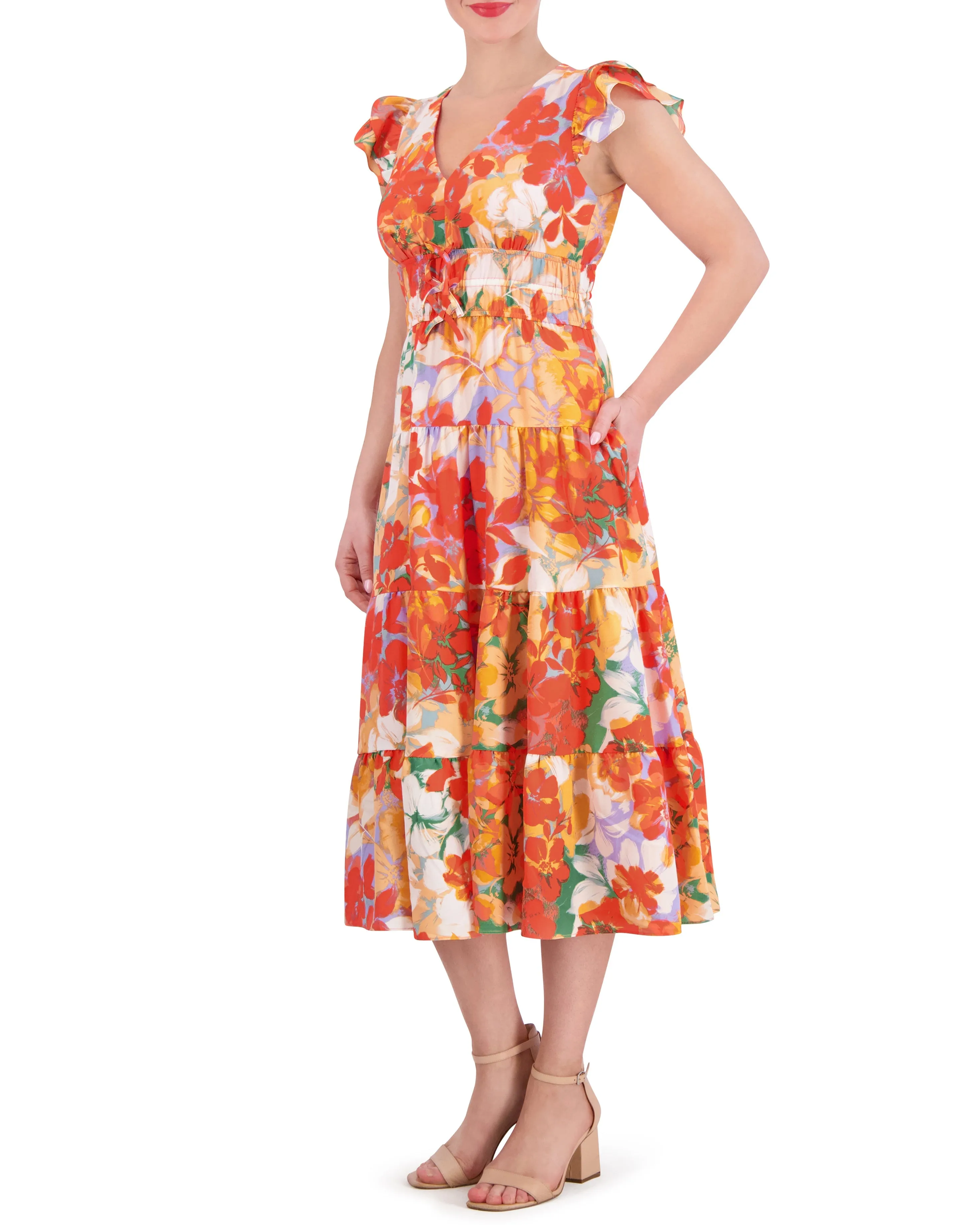 Floral-Print Tiered-Skirt Midi Dress sold by Vince Camuto product image thumbnail 3