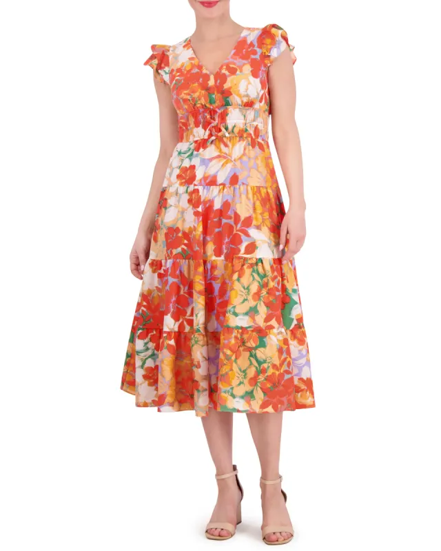 Floral-Print Tiered-Skirt Midi Dress made by Vince Camuto