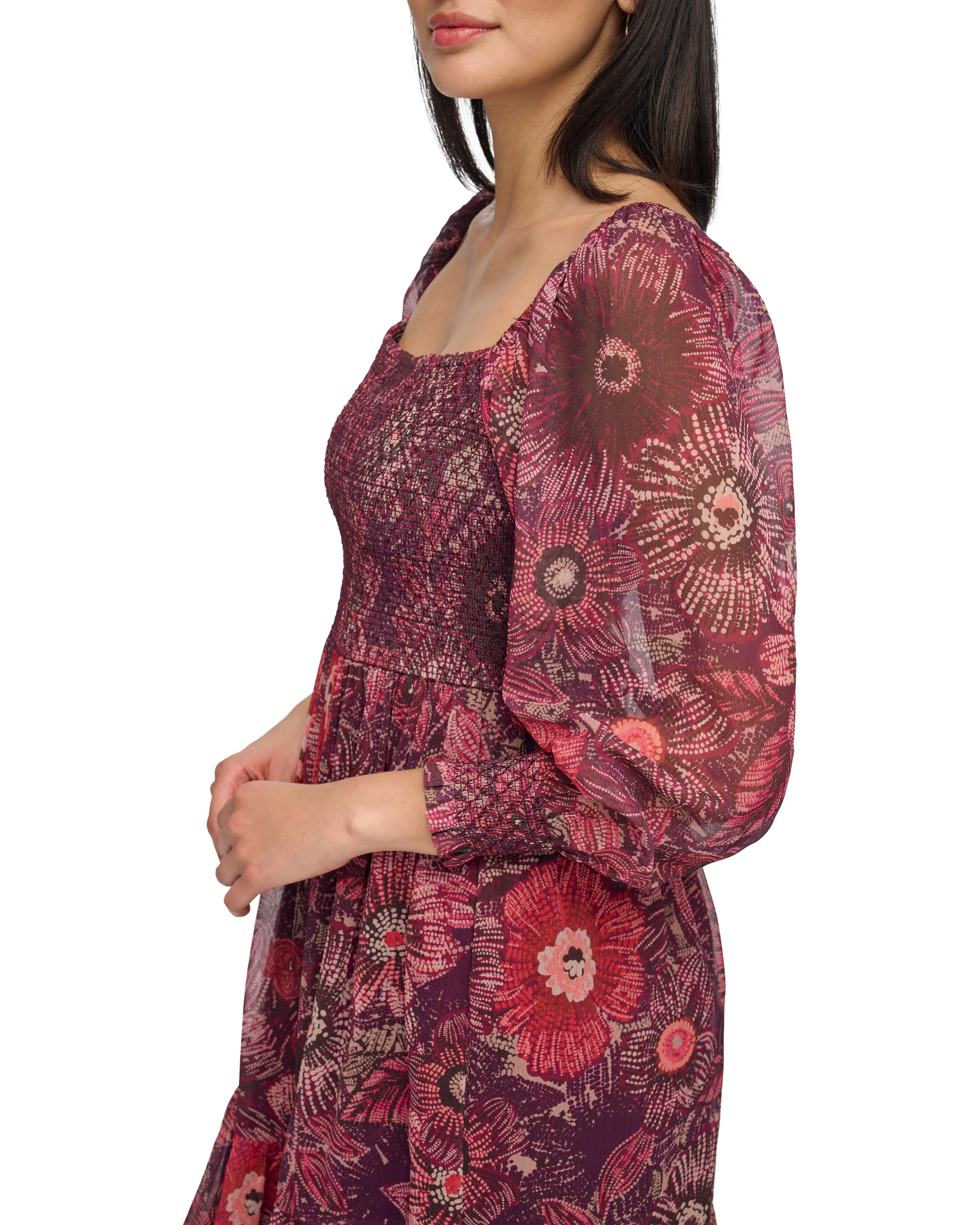 Floral-Print Smocked Midi Dress sold by Vince Camuto product image thumbnail 4