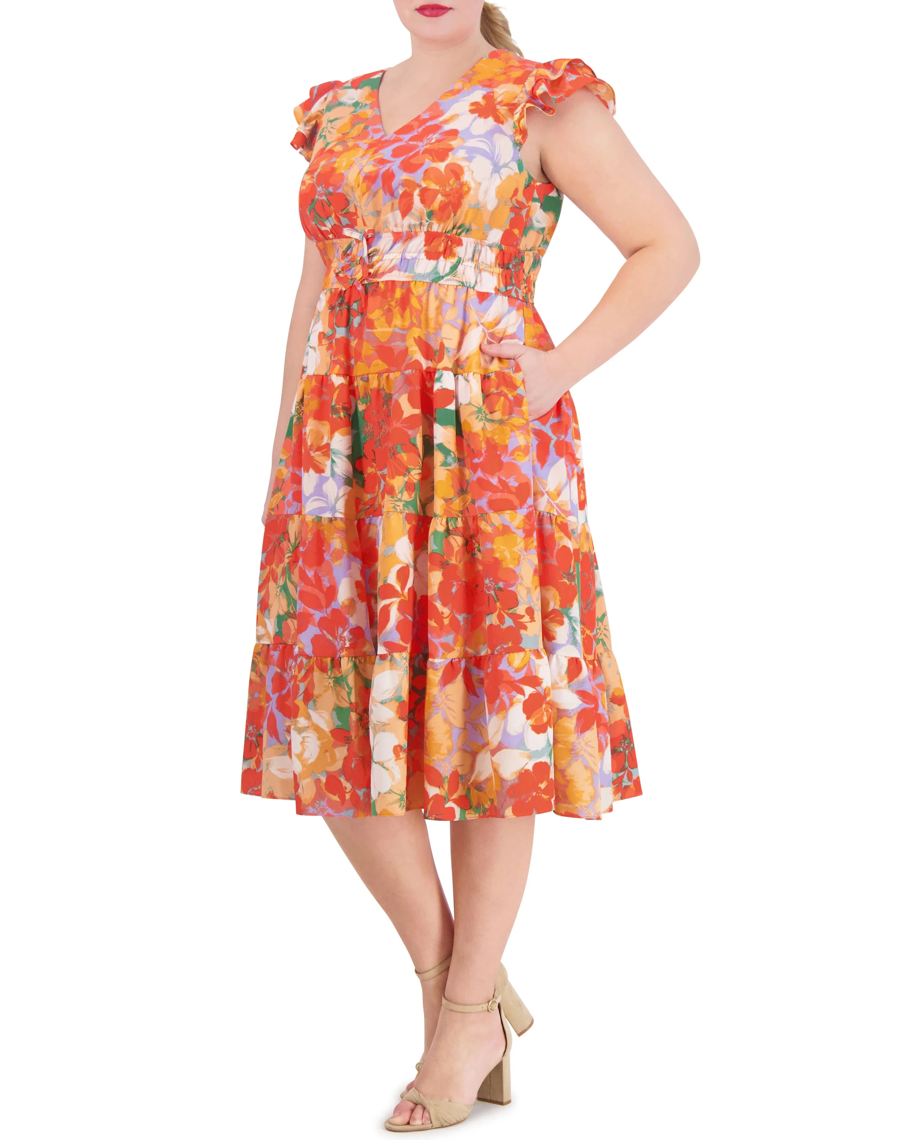Plus-Size Floral-Print Tiered Dress sold by Vince Camuto product image thumbnail 5