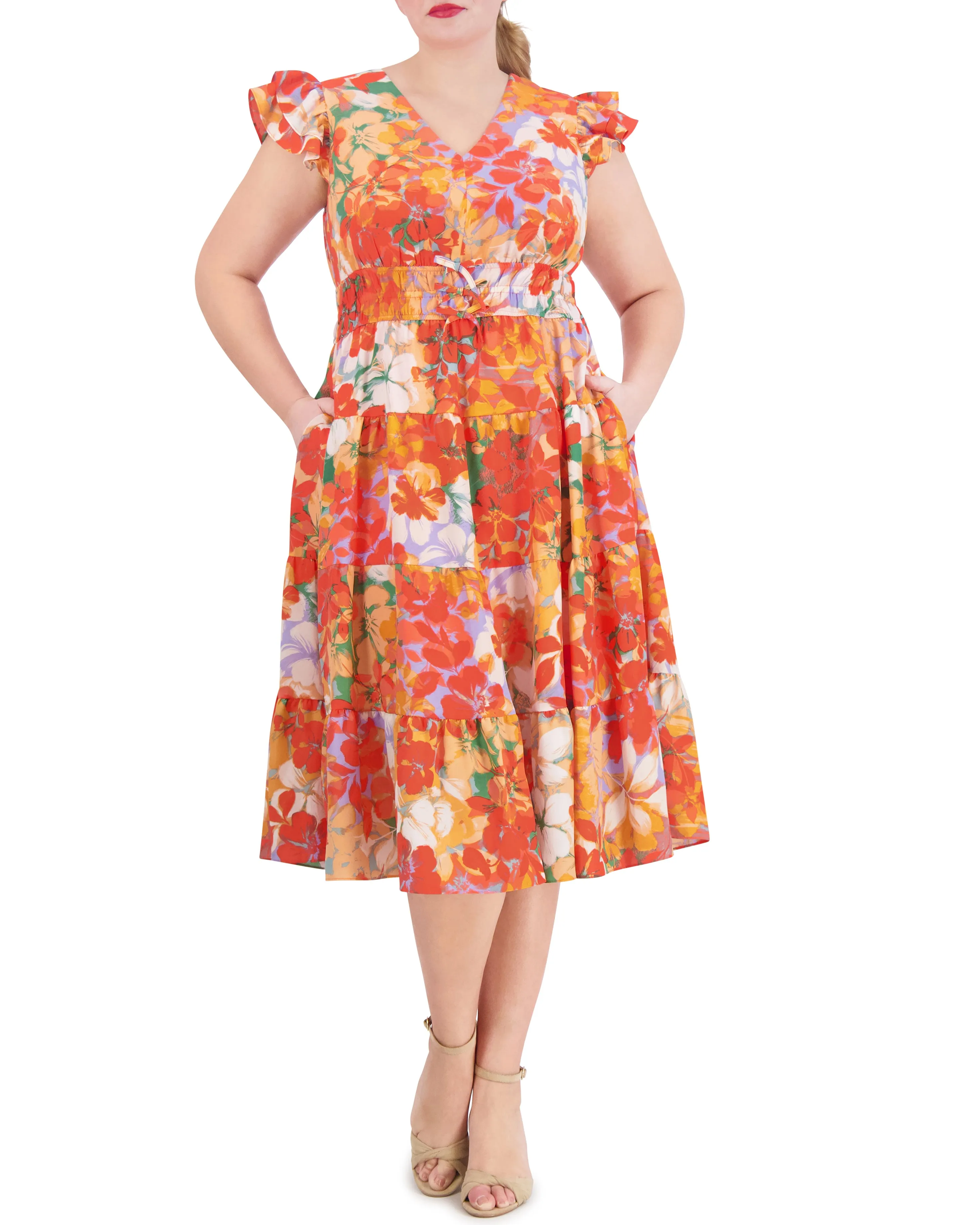 Plus-Size Floral-Print Tiered Dress sold by Vince Camuto
