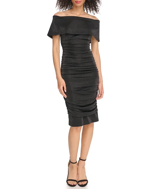 Ruched Off-The-Shoulder Midi Dress sold by Vince Camuto