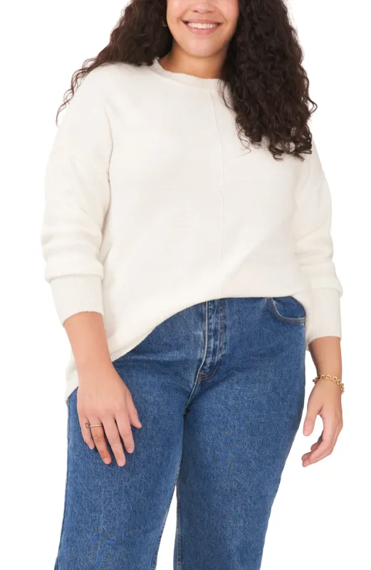 Plus-Size Long Sleeve Extend Shoulder Center Front Seam Cozy Sweater sold by Vince Camuto