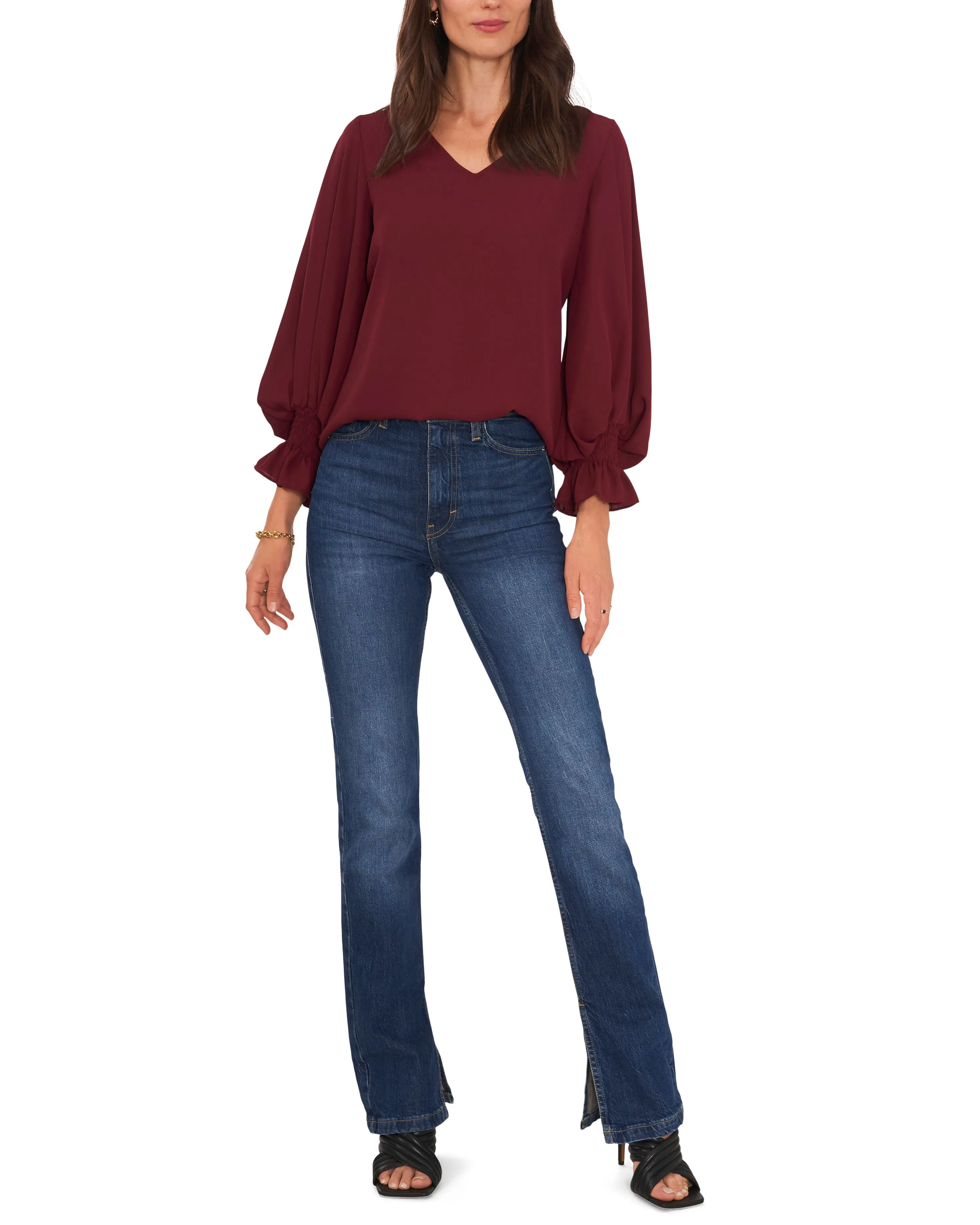 V-Neck Balloon Sleeve Blouse sold by Vince Camuto