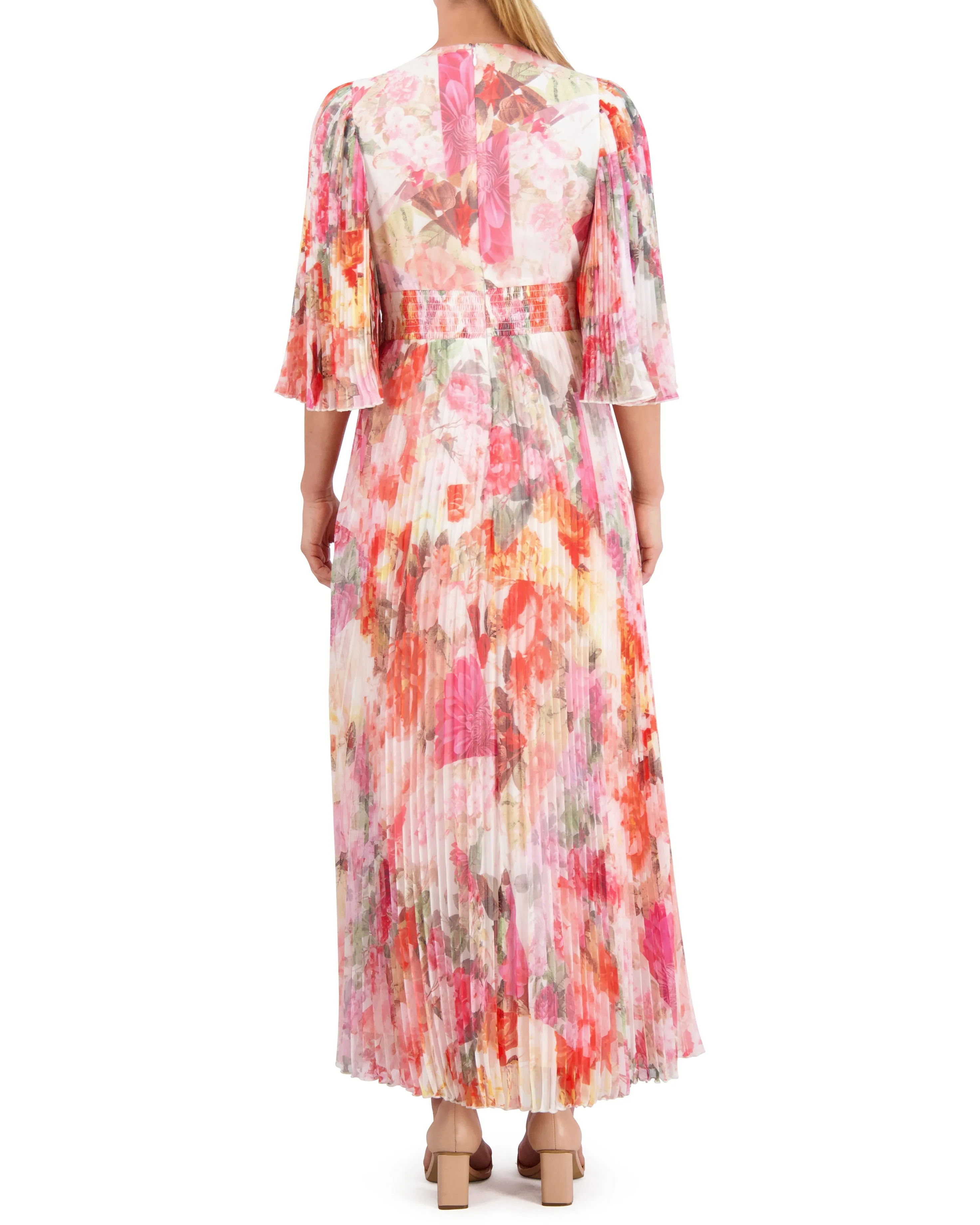 Floral-Print Pleated Bell-Sleeve Maxi Dress sold by Vince Camuto product image thumbnail 3