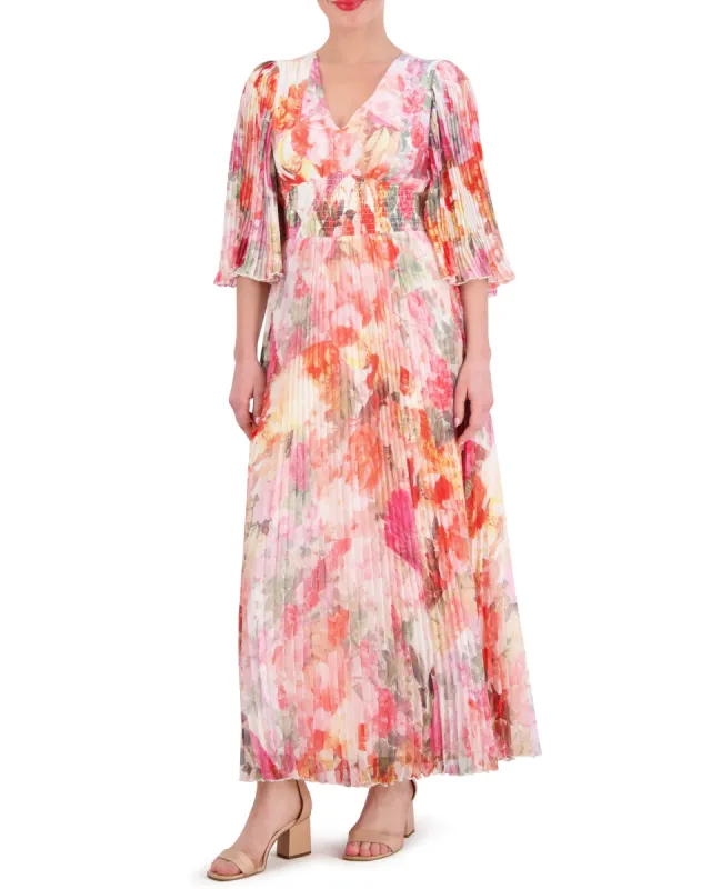 Floral-Print Pleated Bell-Sleeve Maxi Dress sold by Vince Camuto