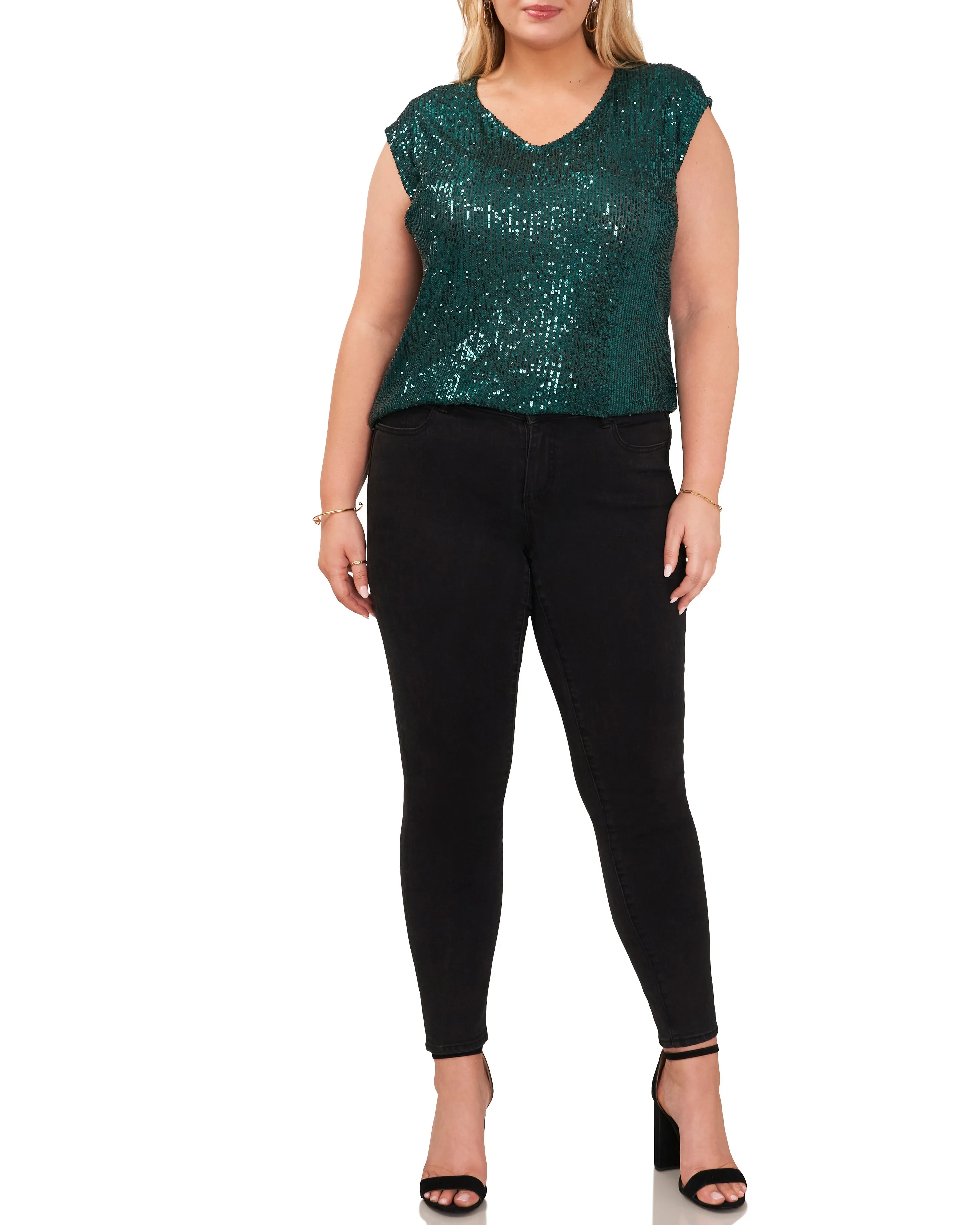 Plus-Size Sequined V-Neck Top sold by Vince Camuto product image thumbnail 3