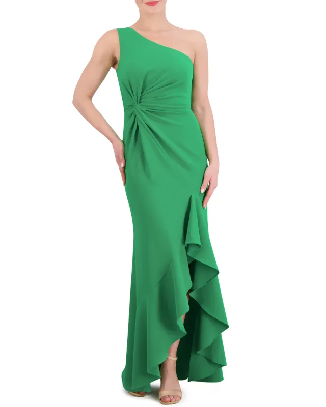 Ruffled One-Shoulder Twist-Front Gown sold by Vince Camuto
