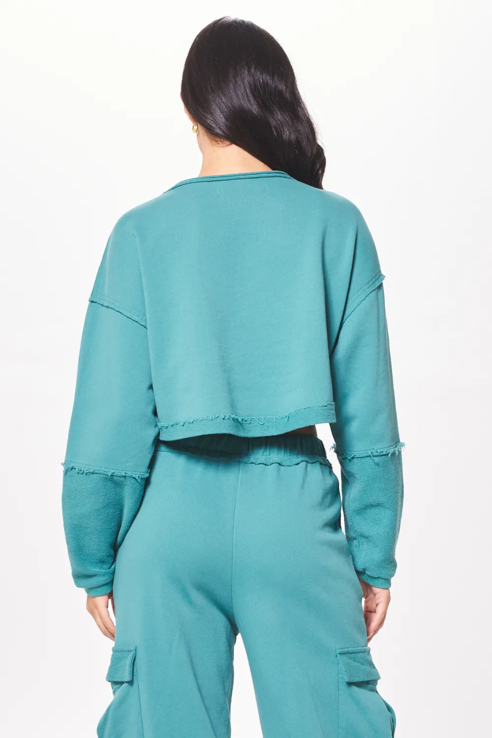 Teal Green Terry Cargo Fleece Crewneck sold by Vintage Havana product image thumbnail 2