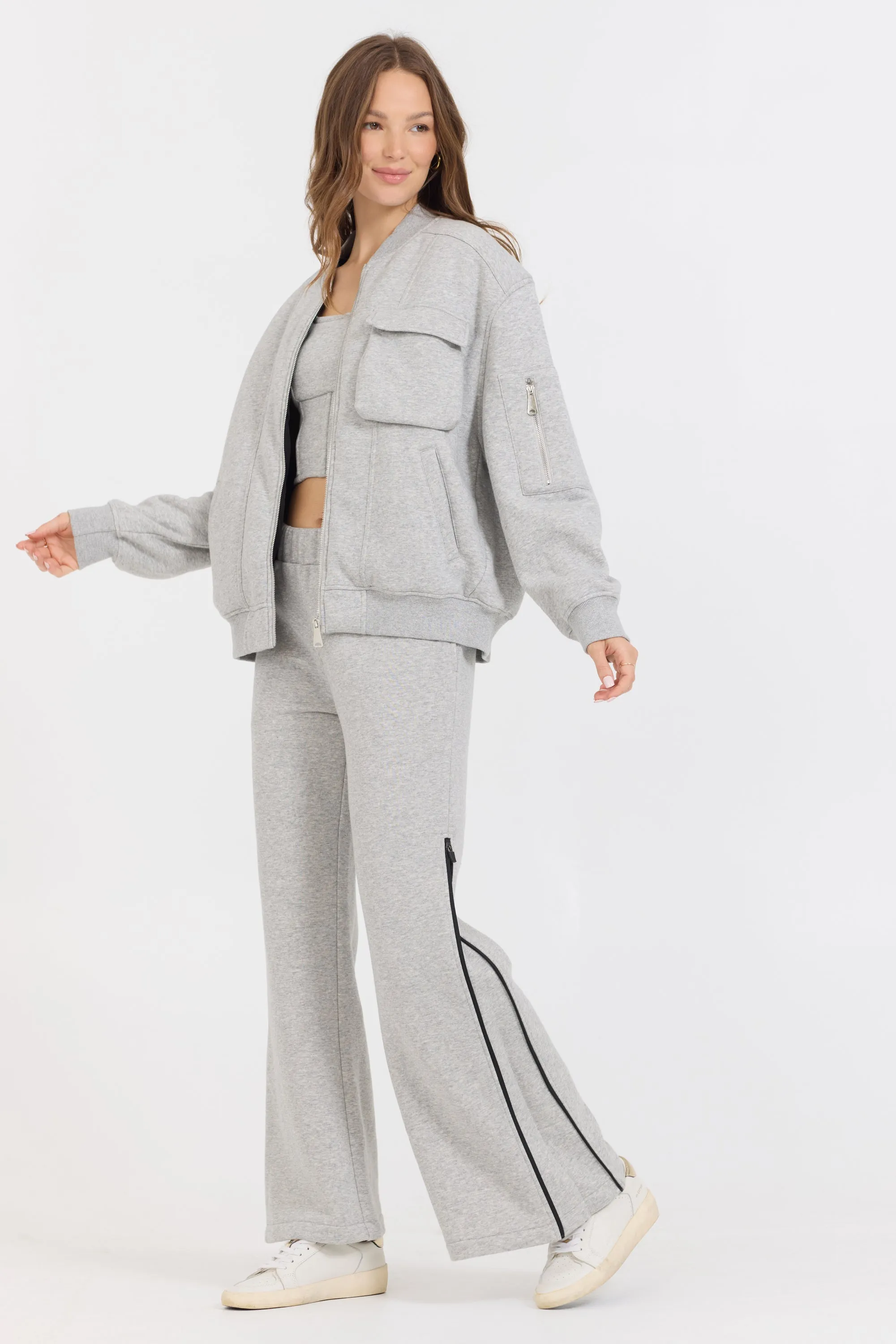 Pure Grey Contrast Black Zipper Bomber sold by Vintage Havana product image thumbnail 5