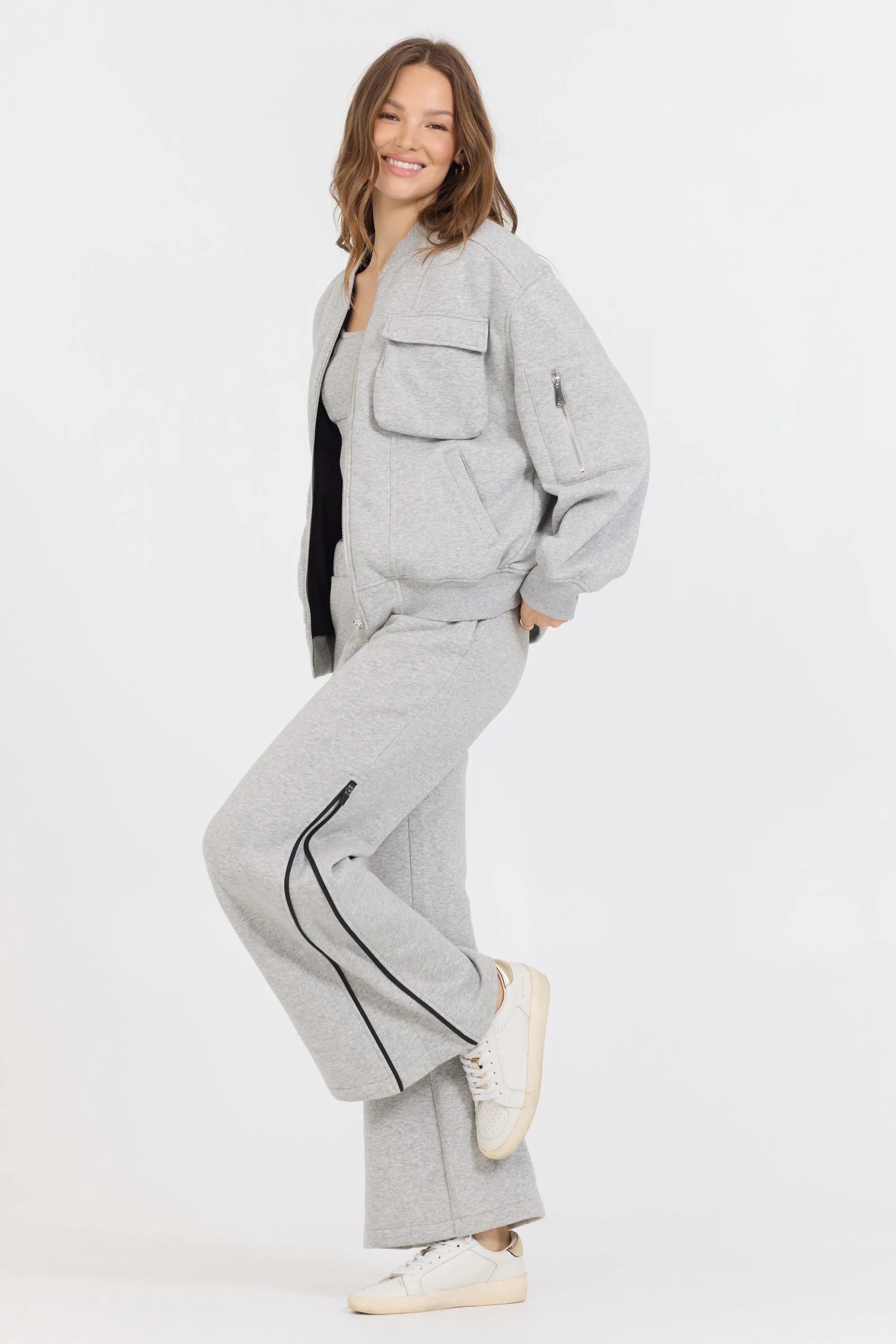 Pure Grey Contrast Black Zipper Bomber sold by Vintage Havana product image thumbnail 3