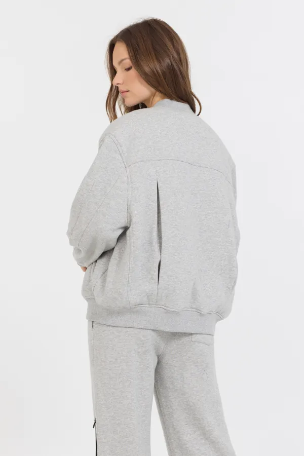 Pure Grey Contrast Black Zipper Bomber sold by Vintage Havana product image thumbnail 2