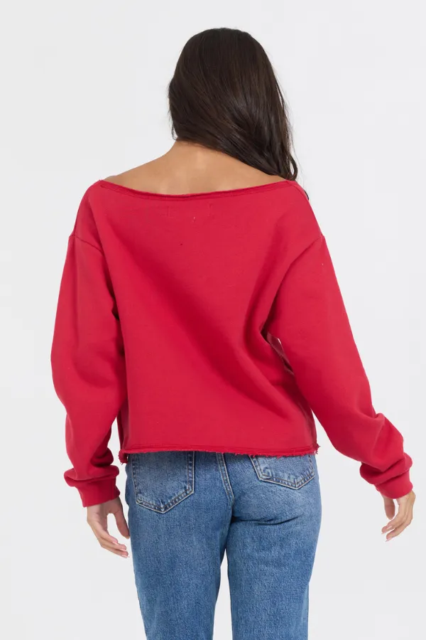 Red Off Shoulder Graphic Top sold by Vintage Havana product image thumbnail 2