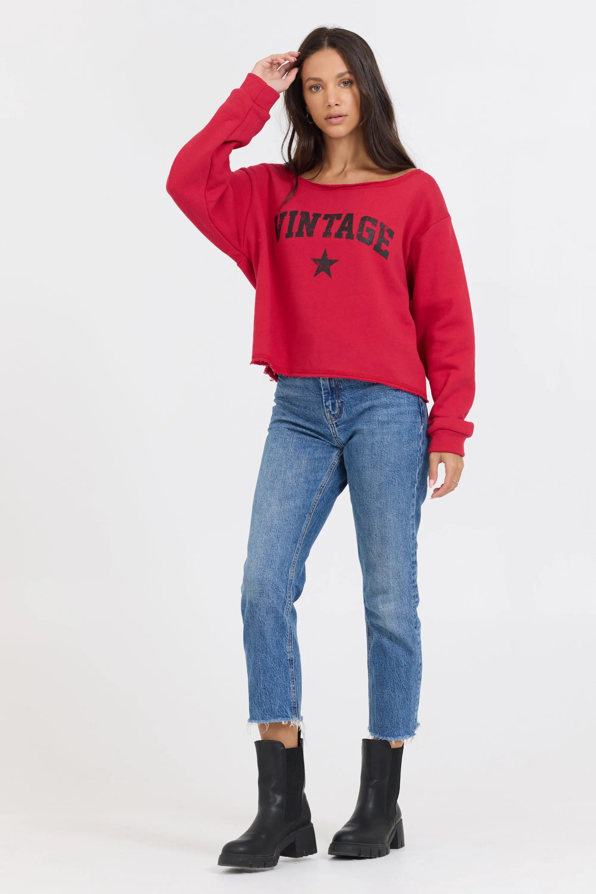 Red Off Shoulder Graphic Top sold by Vintage Havana product image thumbnail 3