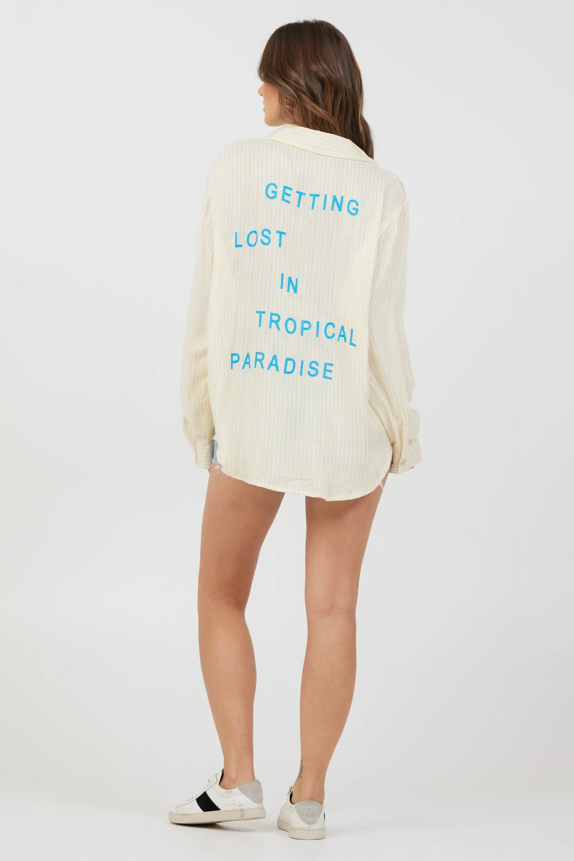 Yellow Stripe Beach Shirting sold by Vintage Havana product image thumbnail 4