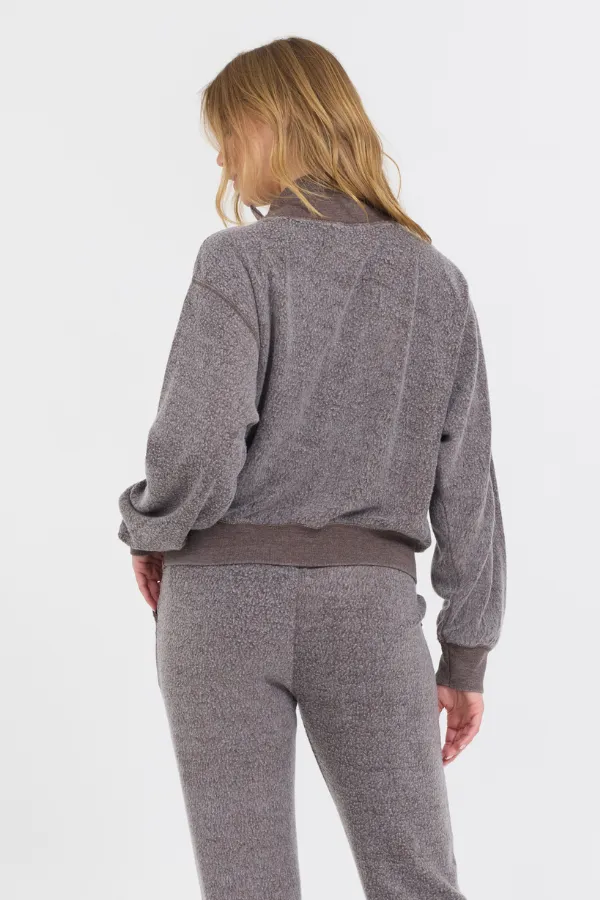 Chocolate Syrup Reverse Fleece Mock Neck Sweatshirt sold by Vintage Havana product image thumbnail 2