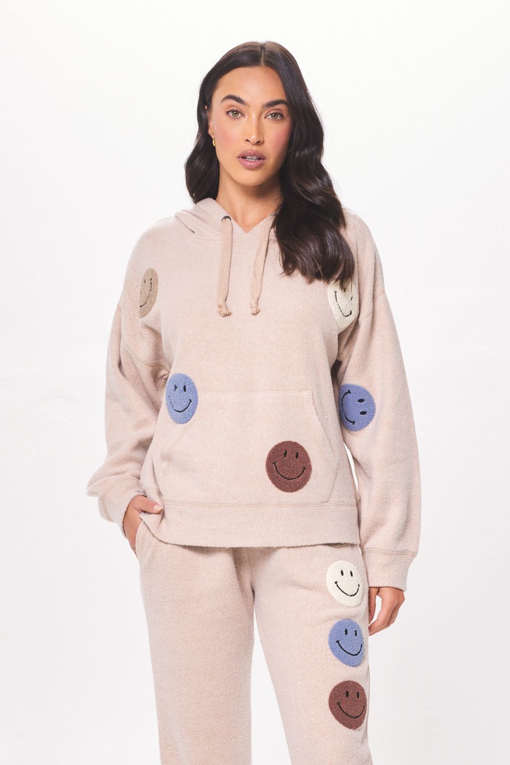 Irish Cream w/ Neutral Patches Reverse Burnout Hoodie sold by Vintage Havana