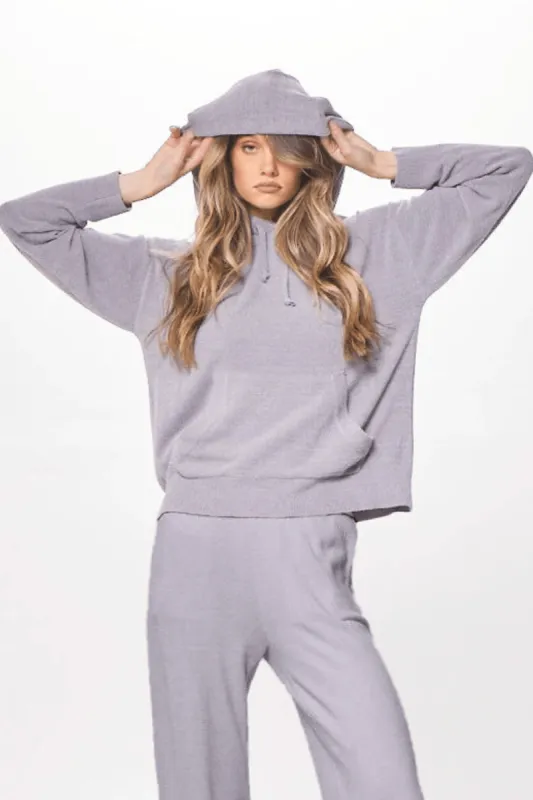 Cool Grey Plush Knit Pullover Hoodie sold by Vintage Havana