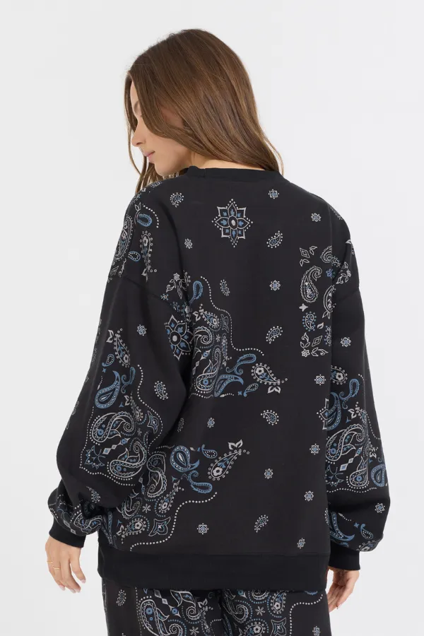 Black Bandana Printed Fleece Crewneck sold by Vintage Havana product image thumbnail 2