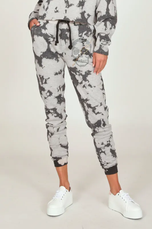Dark Charcoal Tie Dye w/ Rhinestone Skull Jogger sold by Vintage Havana