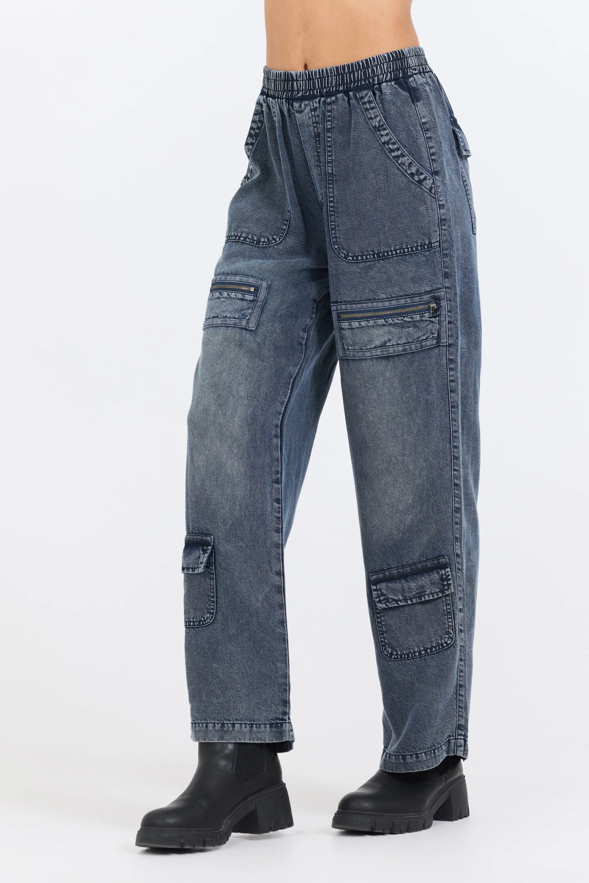 Deep Denim Twill Tencel Cargo W/ Twill Zipper Detail sold by Vintage Havana product image thumbnail 2